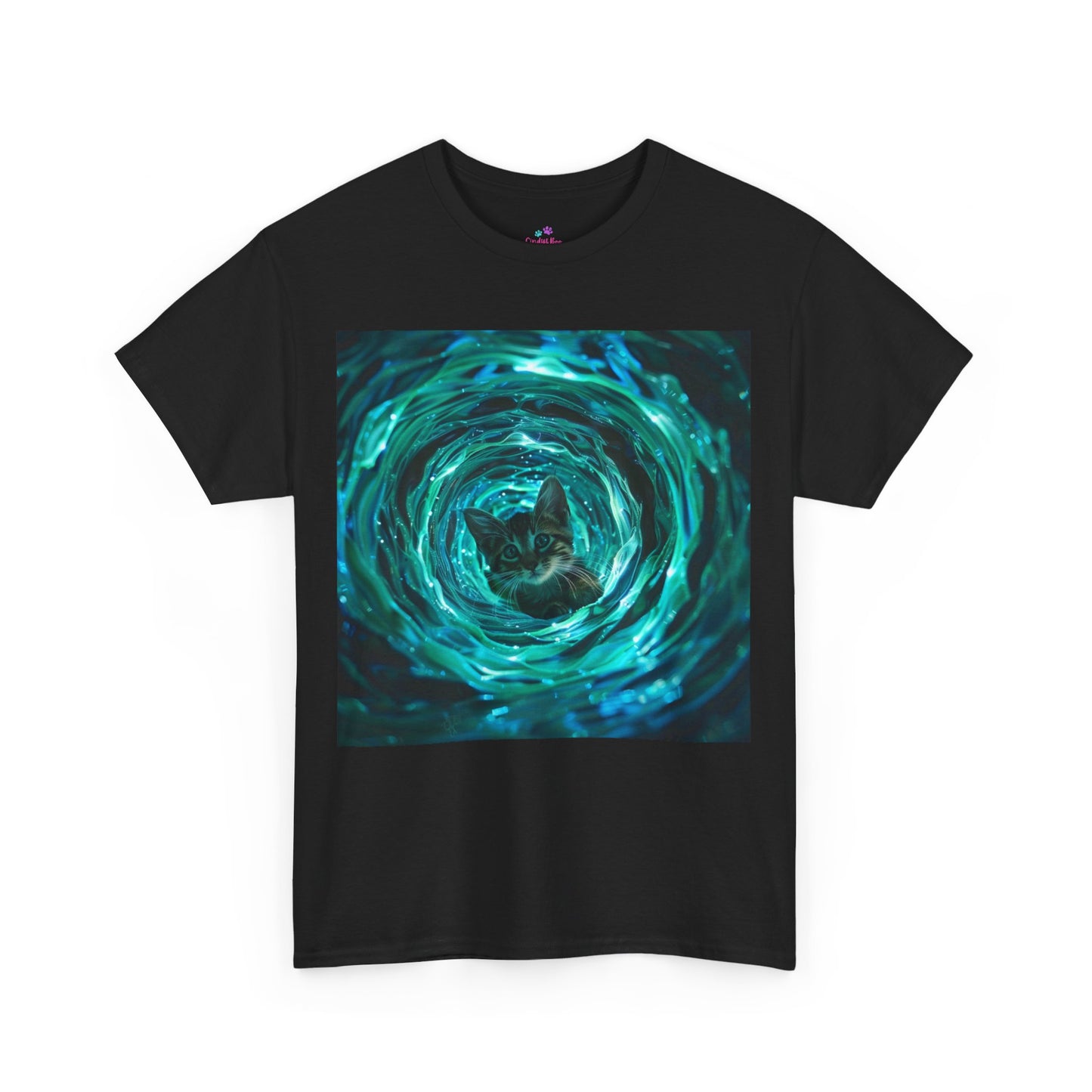 Cat in Vortex Green Blue, Cat T-Shirt, Cat Lover Gift, Cat in Space Shirt, Space Lover Gift, Gift for Her, Gift for Him