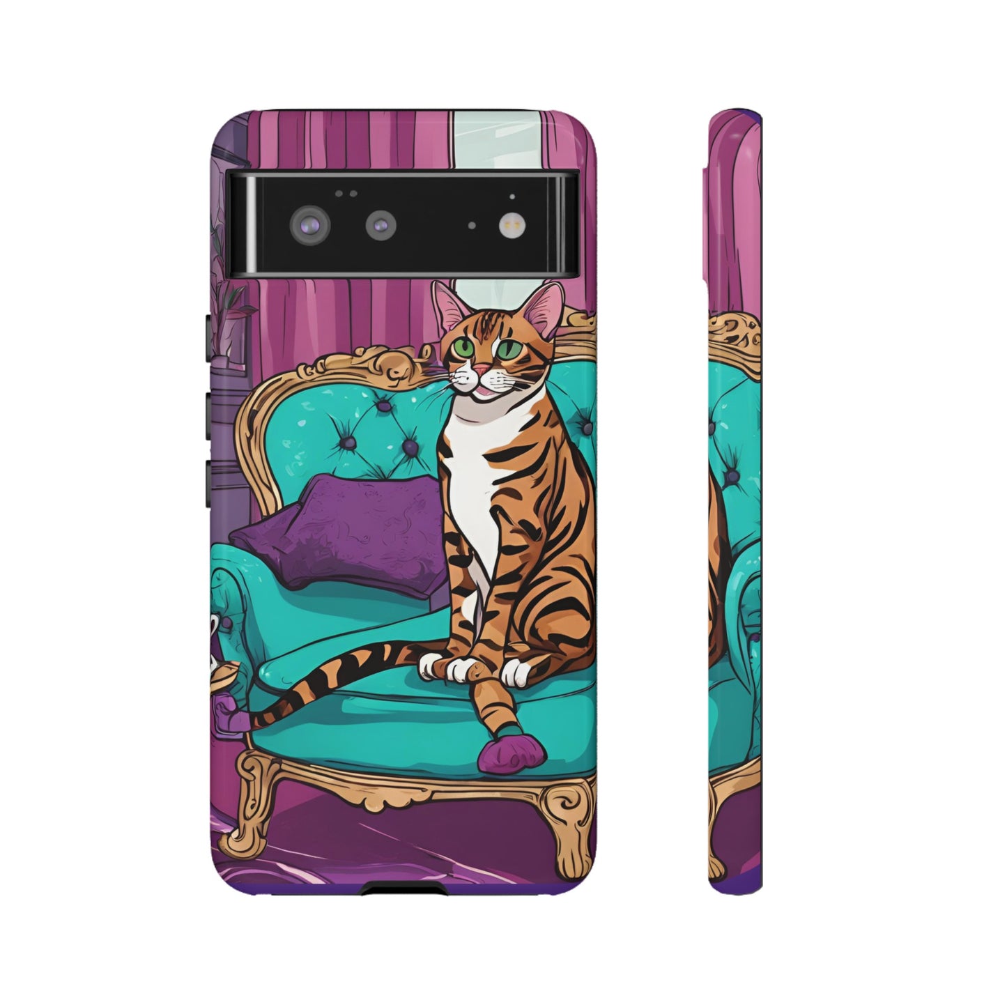 Hard Phone Case Whimsical Cat for iPhone 15, 14,13,12,11,X, Google Pixel, Samsung Galaxy, Cat Lover Gift, Gift for Her, Gift for Mom.