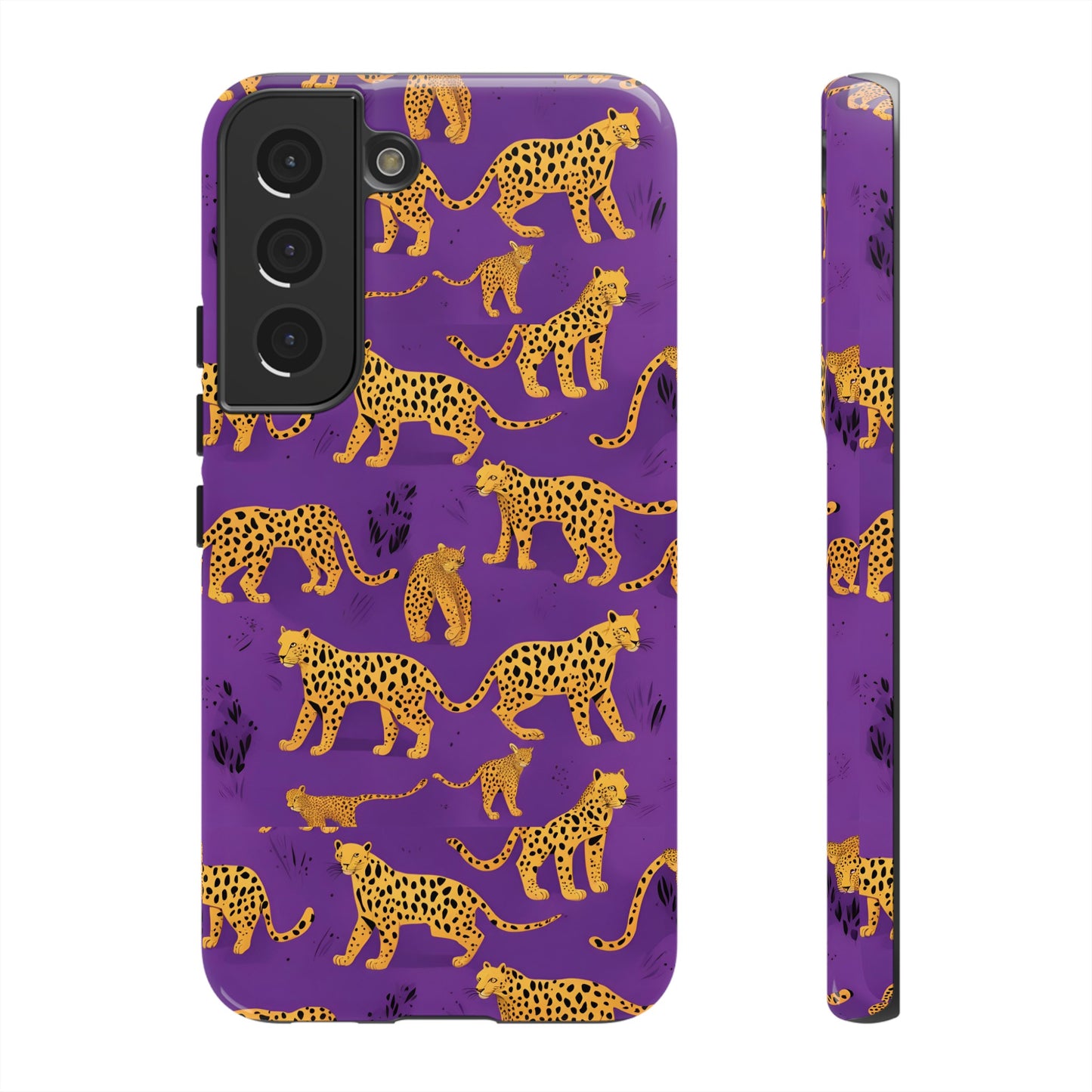 Hard Phone Case Purple Leopard, iPhone 15, 14,13,12,11,X Google Pixel, Samsung Galaxy