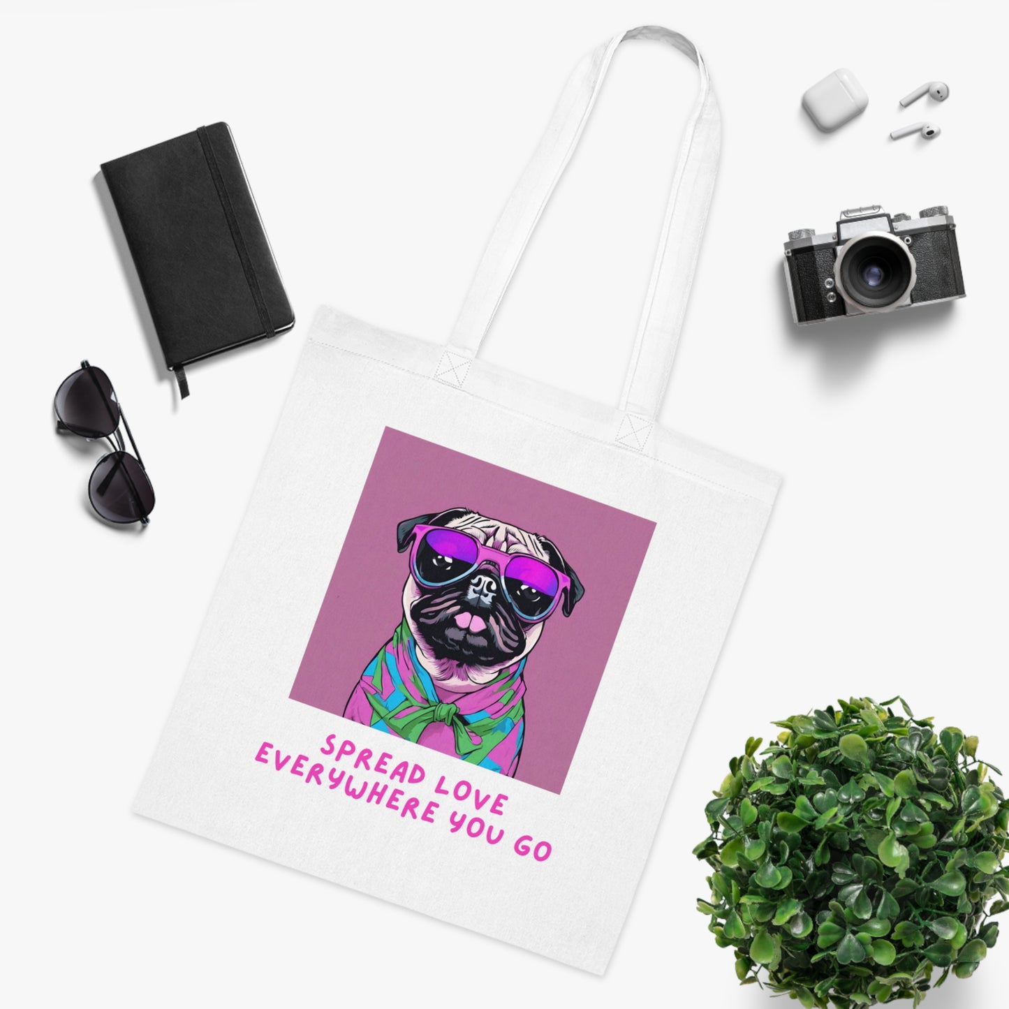 Cotton Tote Cute Pug Spread Lover Wherever You Go