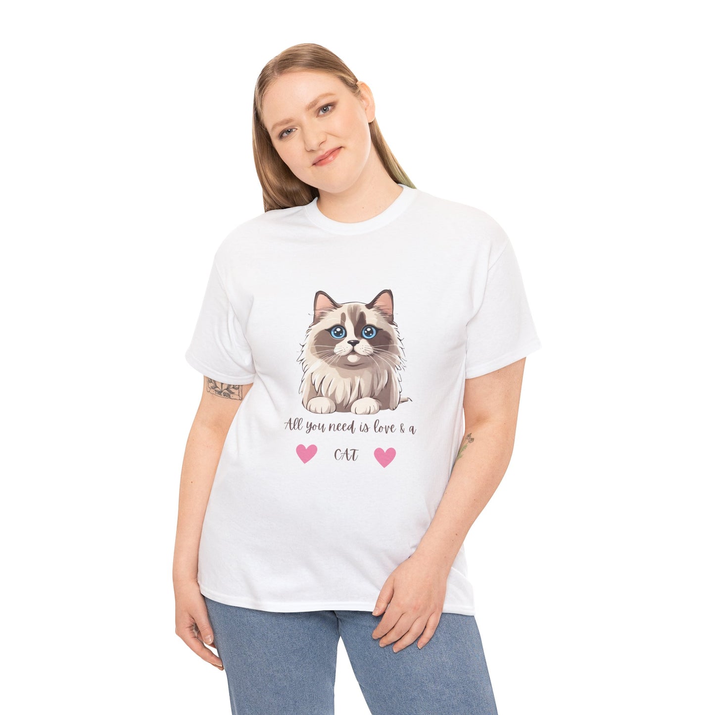 Cute  Cat T-Shirt All You Need is Love & a Cat Unisex Jersey Short Sleeve Tee