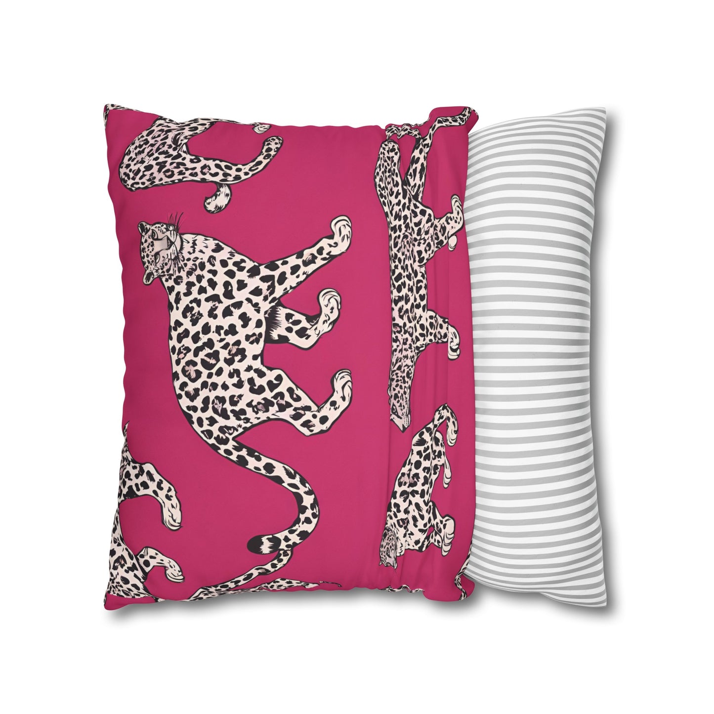 Leopard Pink Cushion Cover, Cat Lover Gift, Home Decor, Gift for Her, Gift for Mom, Birthday Gift, Animal Lover Gift