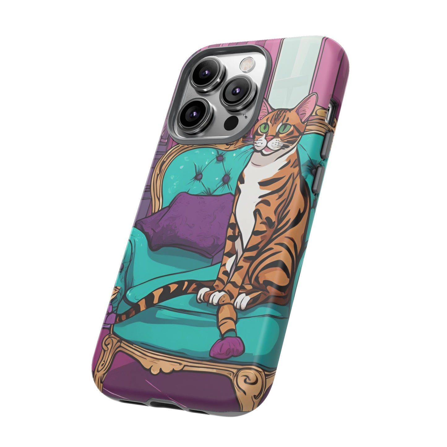 Hard Phone Case Whimsical Cat for iPhone 15, 14,13,12,11,X, Google Pixel, Samsung Galaxy, Cat Lover Gift, Gift for Her, Gift for Mom.