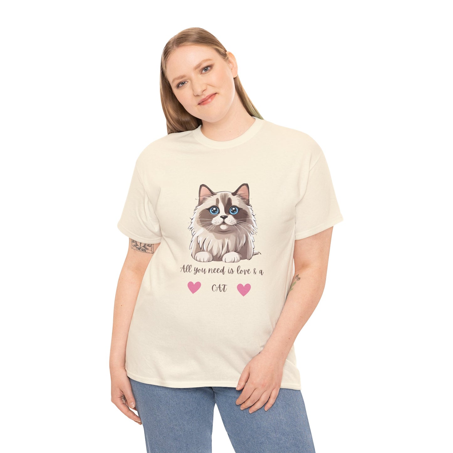 Cute  Cat T-Shirt All You Need is Love & a Cat Unisex Jersey Short Sleeve Tee