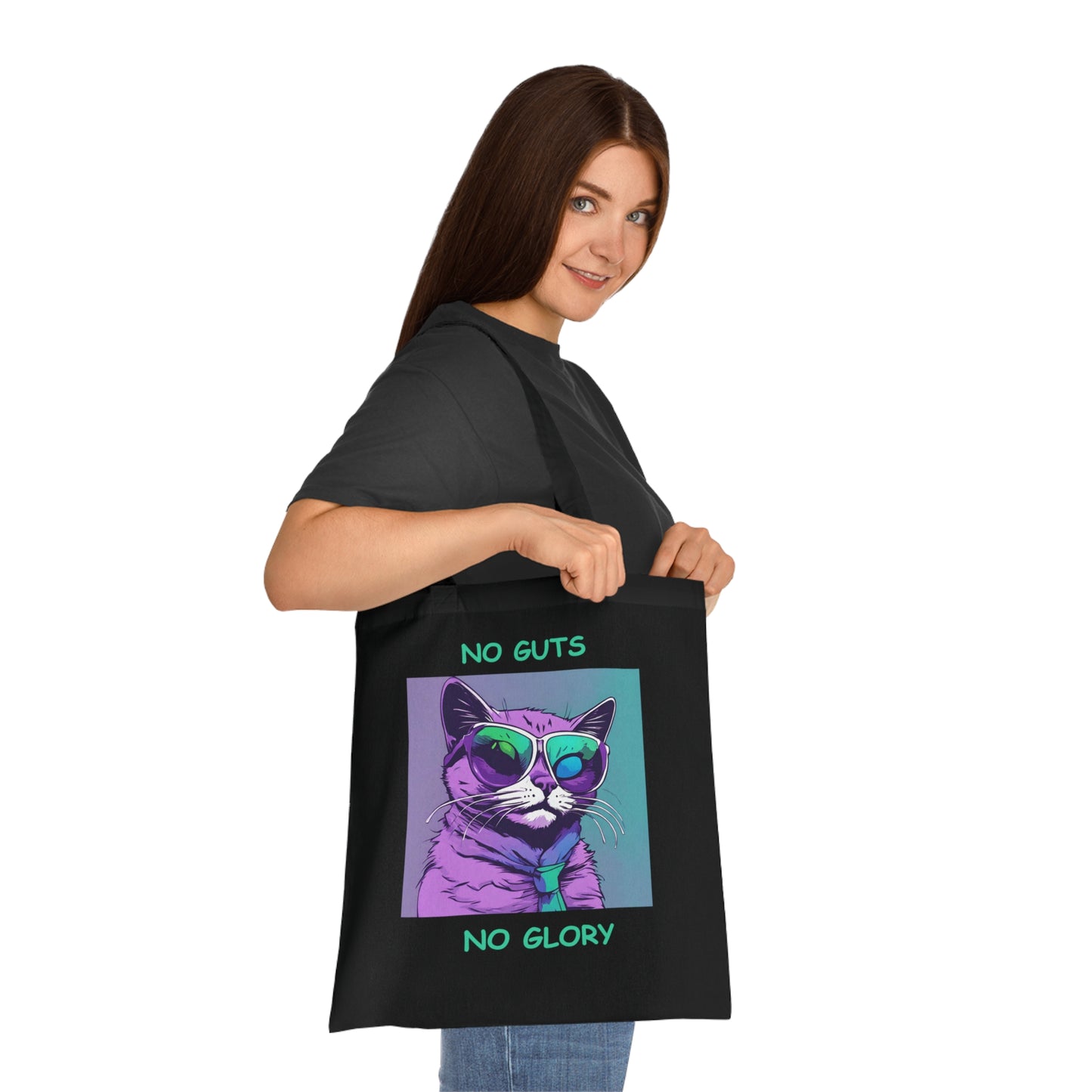 Cat Cotton Tote Cute Sassy Cat No Guts No Glory