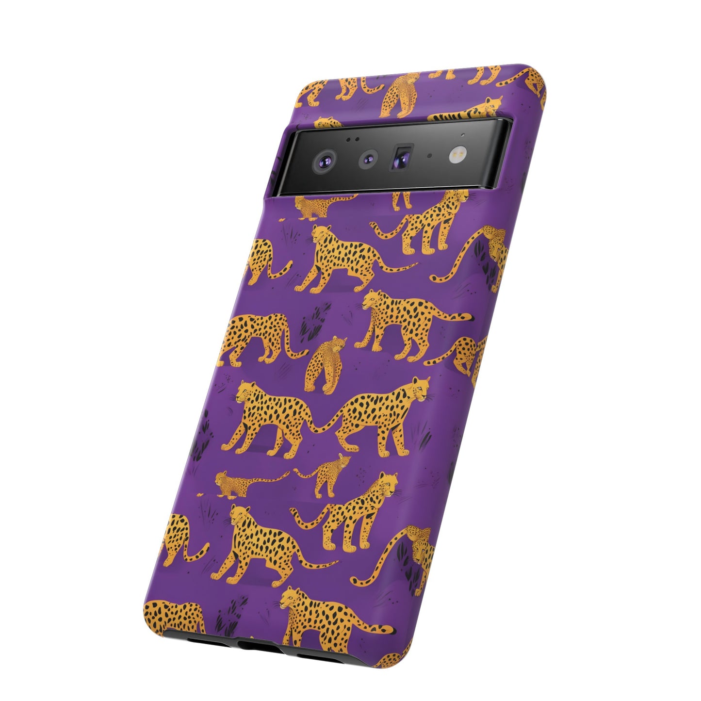 Hard Phone Case Purple Leopard, iPhone 15, 14,13,12,11,X Google Pixel, Samsung Galaxy