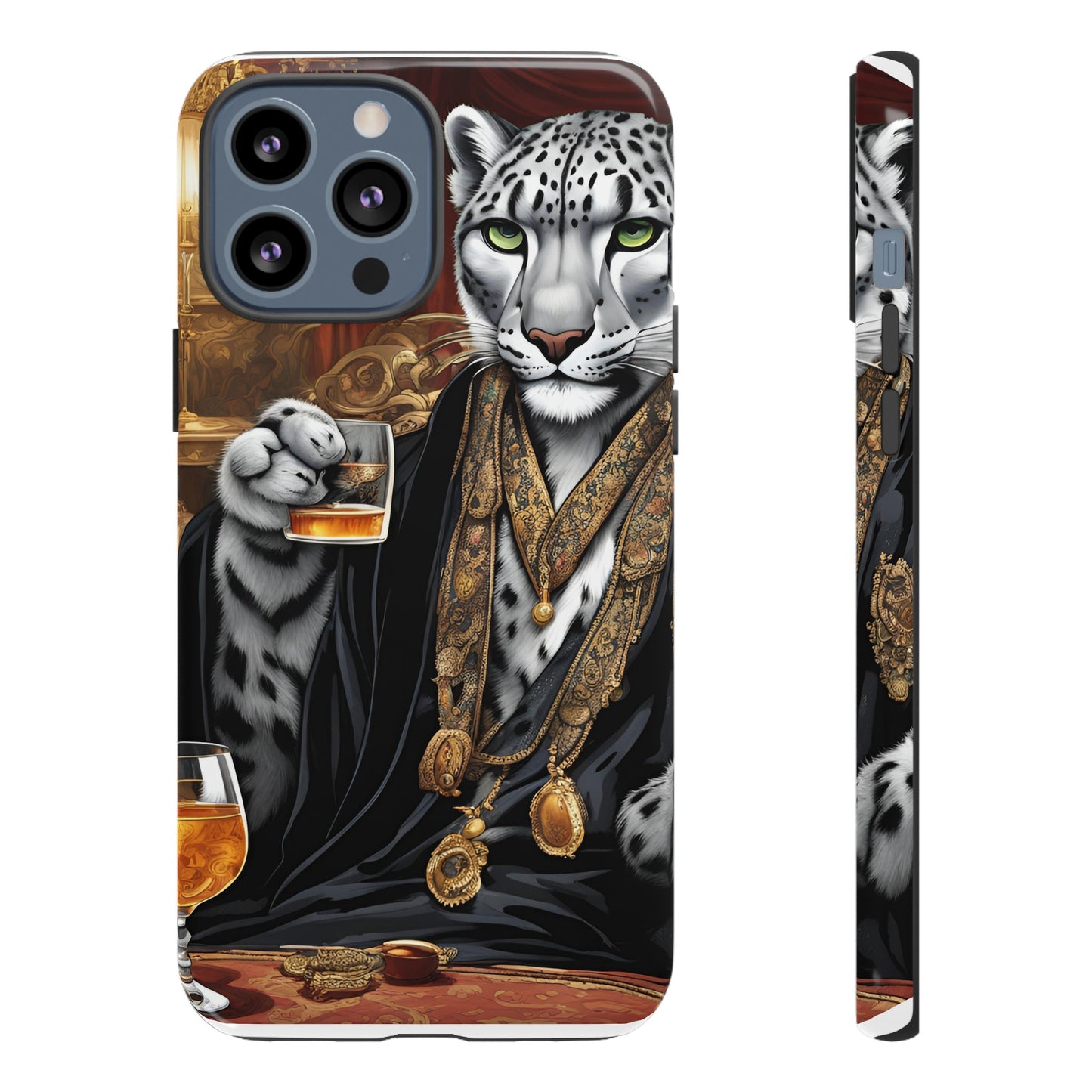 Hard Phone Case Whimsical Leopard Cat Phone Case, iPhone 15 14 13 , Samsung Galaxy Pixel Case,Cat Lover Gift, Gift for him,Gift for her