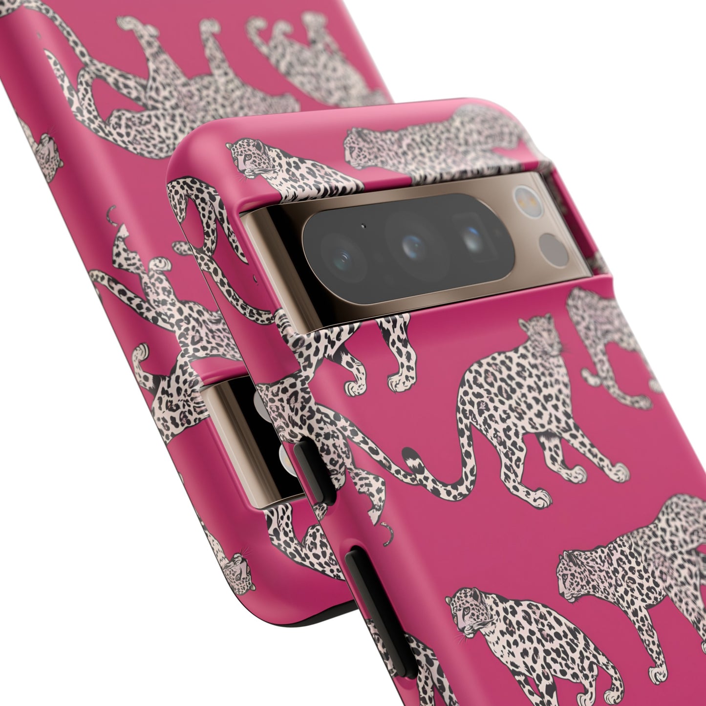 Leopard Pink Hard Phone Case for iPhone, 15, 14,13,12,11,X Google Pixel, Samsung Galaxy Phone. Cat Lover Gift, Gift for Her.