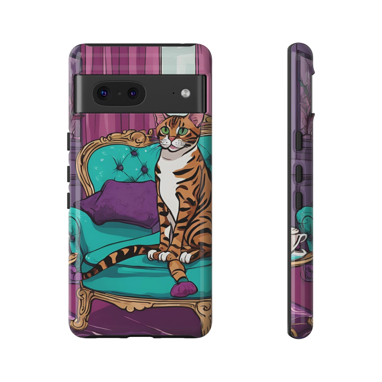 Hard Phone Case Whimsical Cat for iPhone 15, 14,13,12,11,X, Google Pixel, Samsung Galaxy, Cat Lover Gift, Gift for Her, Gift for Mom.