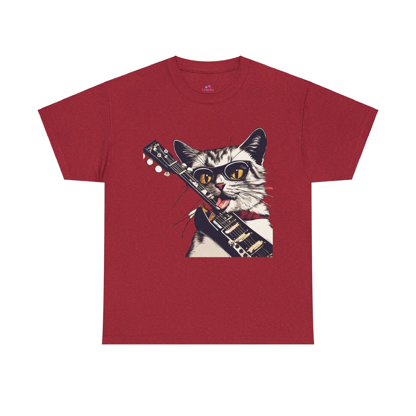 Rock Guitar Cat Unisex Jersey Short Sleeve Tee, Cat-T-Shirt, Cat Lover T-Shirt, Rock Lover Shirt