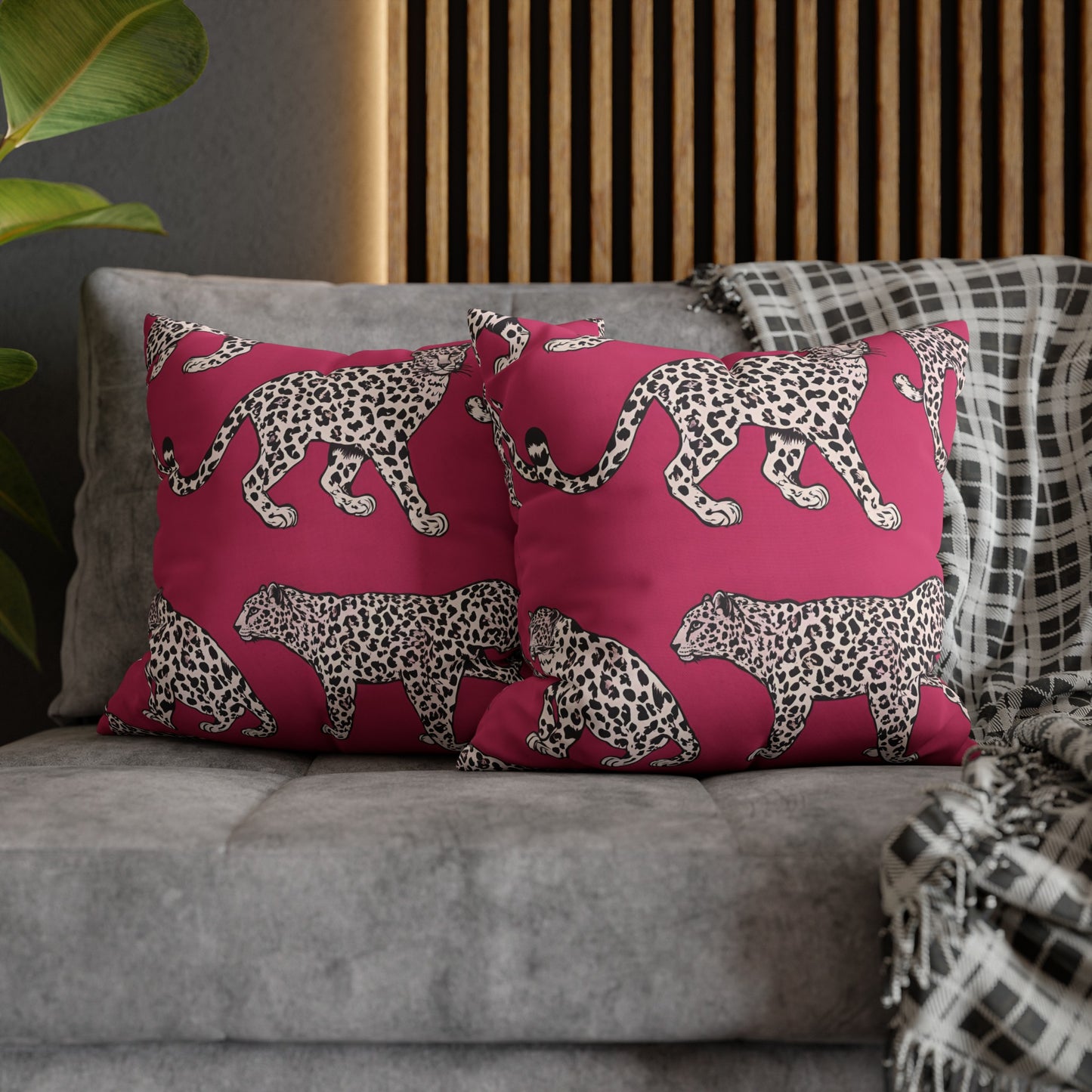 Leopard Pink Cushion Cover, Cat Lover Gift, Home Decor, Gift for Her, Gift for Mom, Birthday Gift, Animal Lover Gift