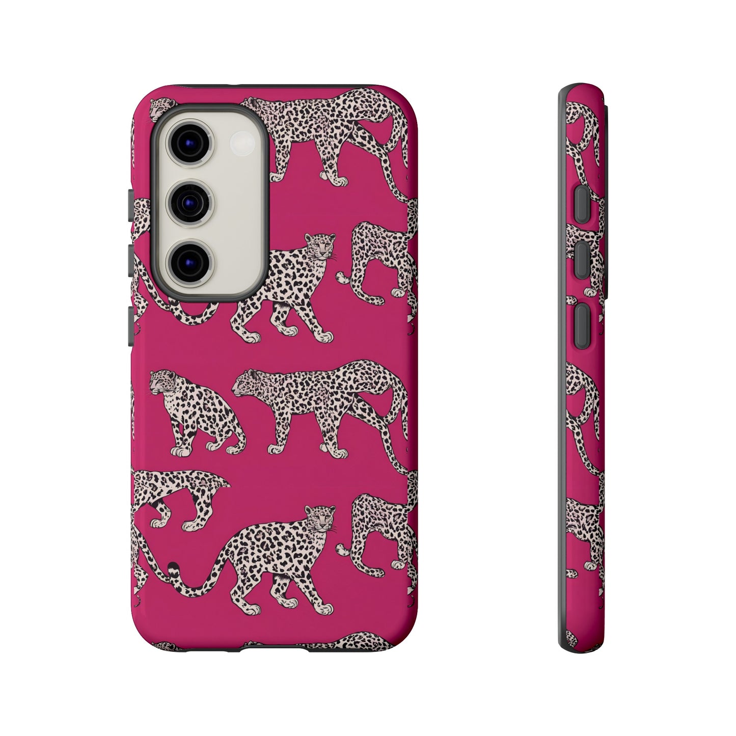 Leopard Pink Hard Phone Case for iPhone, 15, 14,13,12,11,X Google Pixel, Samsung Galaxy Phone. Cat Lover Gift, Gift for Her.