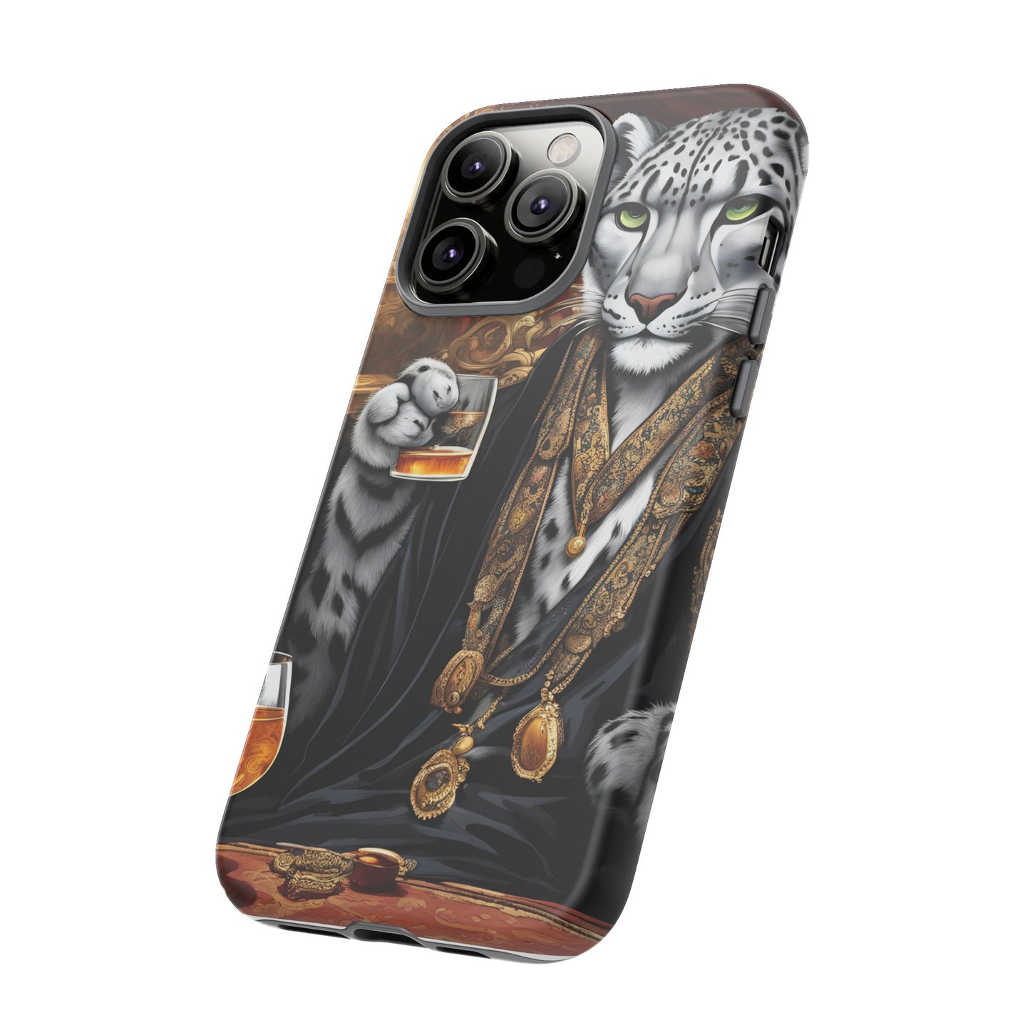 Hard Phone Case Whimsical Leopard Cat Phone Case, iPhone 15 14 13 , Samsung Galaxy Pixel Case,Cat Lover Gift, Gift for him,Gift for her