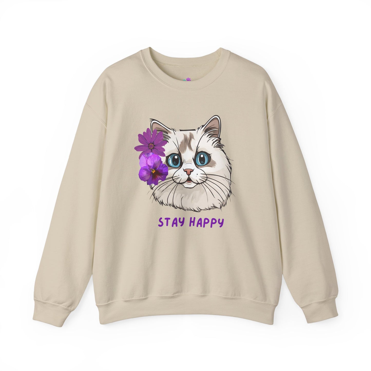 Women's Sweatshirt Cute Ragdoll Stay Happy Unisex Heavy Blend™ Crewneck Sweatshirt