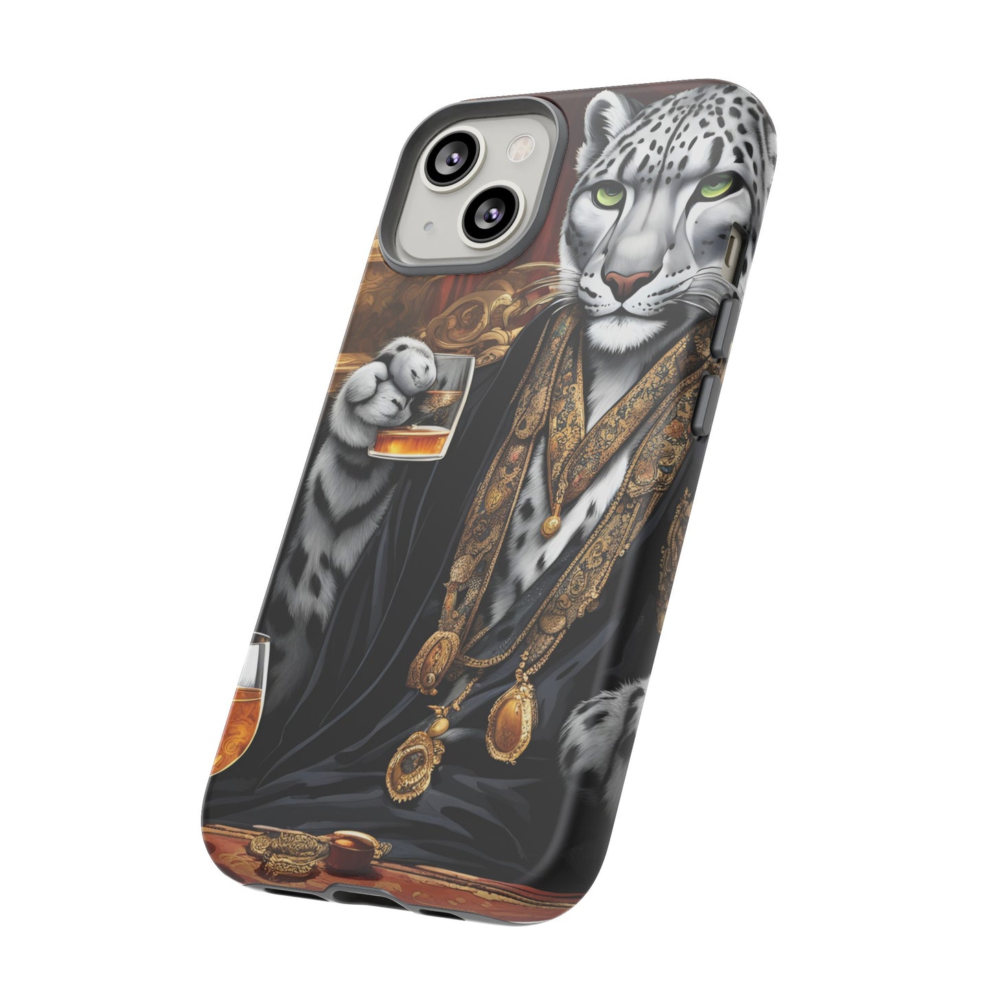 Hard Phone Case Whimsical Leopard Cat Phone Case, iPhone 15 14 13 , Samsung Galaxy Pixel Case,Cat Lover Gift, Gift for him,Gift for her