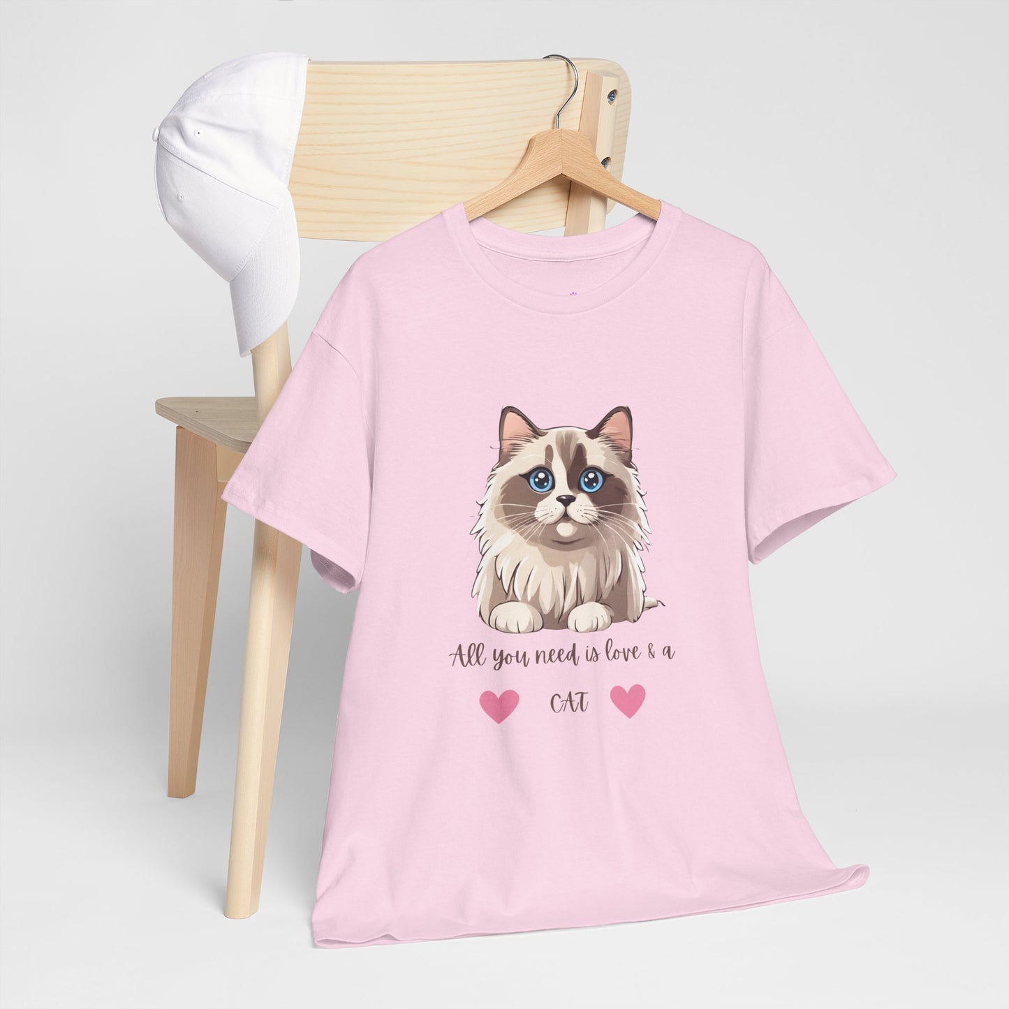 Cute  Cat T-Shirt All You Need is Love & a Cat Unisex Jersey Short Sleeve Tee