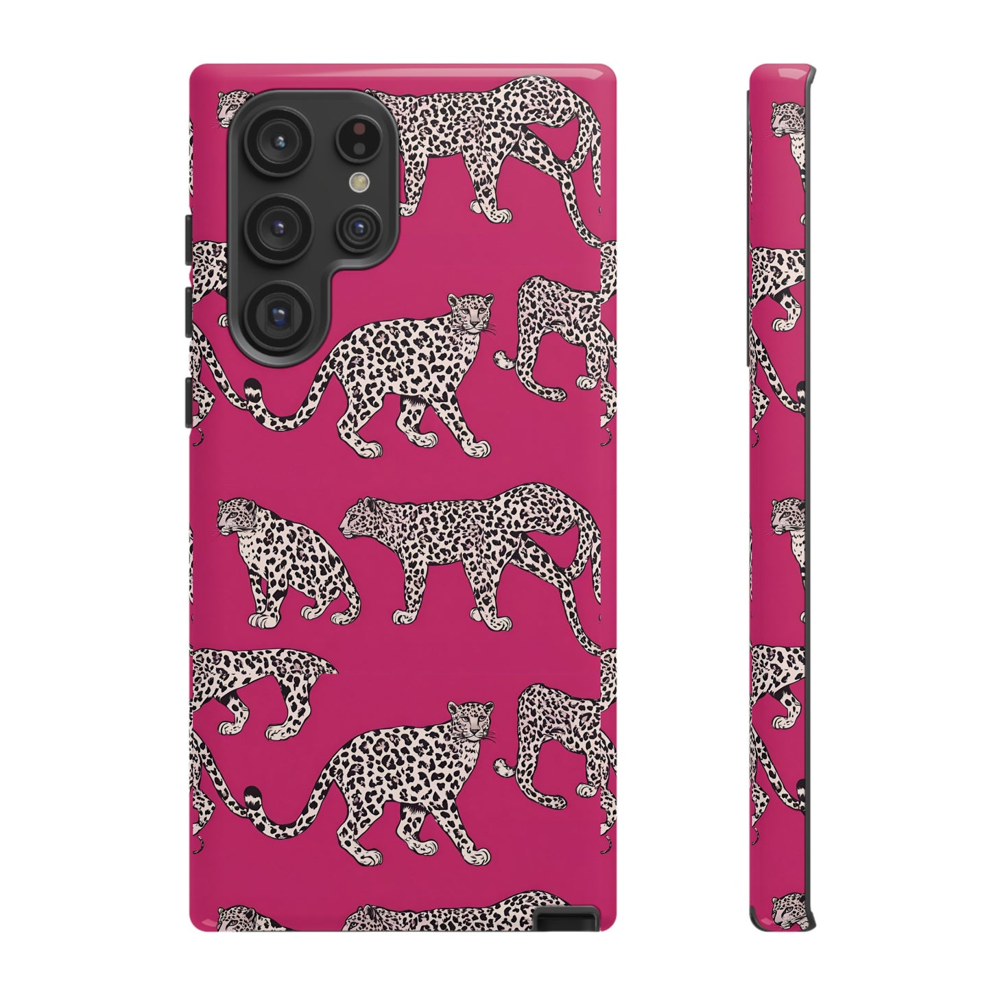 Leopard Pink Hard Phone Case for iPhone, 15, 14,13,12,11,X Google Pixel, Samsung Galaxy Phone. Cat Lover Gift, Gift for Her.