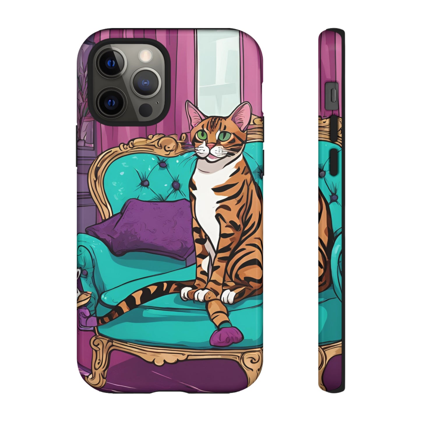 Hard Phone Case Whimsical Cat for iPhone 15, 14,13,12,11,X, Google Pixel, Samsung Galaxy, Cat Lover Gift, Gift for Her, Gift for Mom.