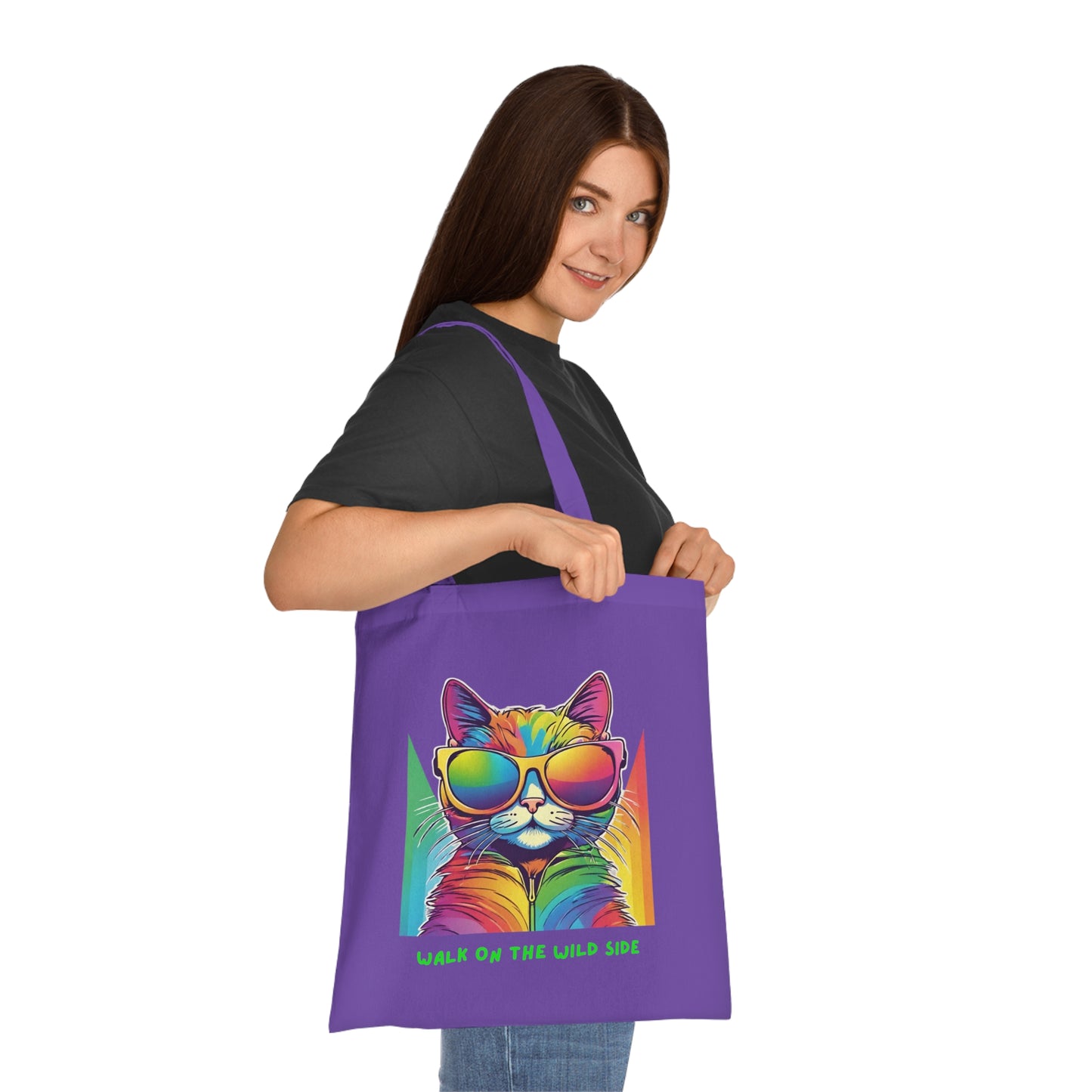 Cotton Tote Cute Sassy Cat Walk on the Wild Side