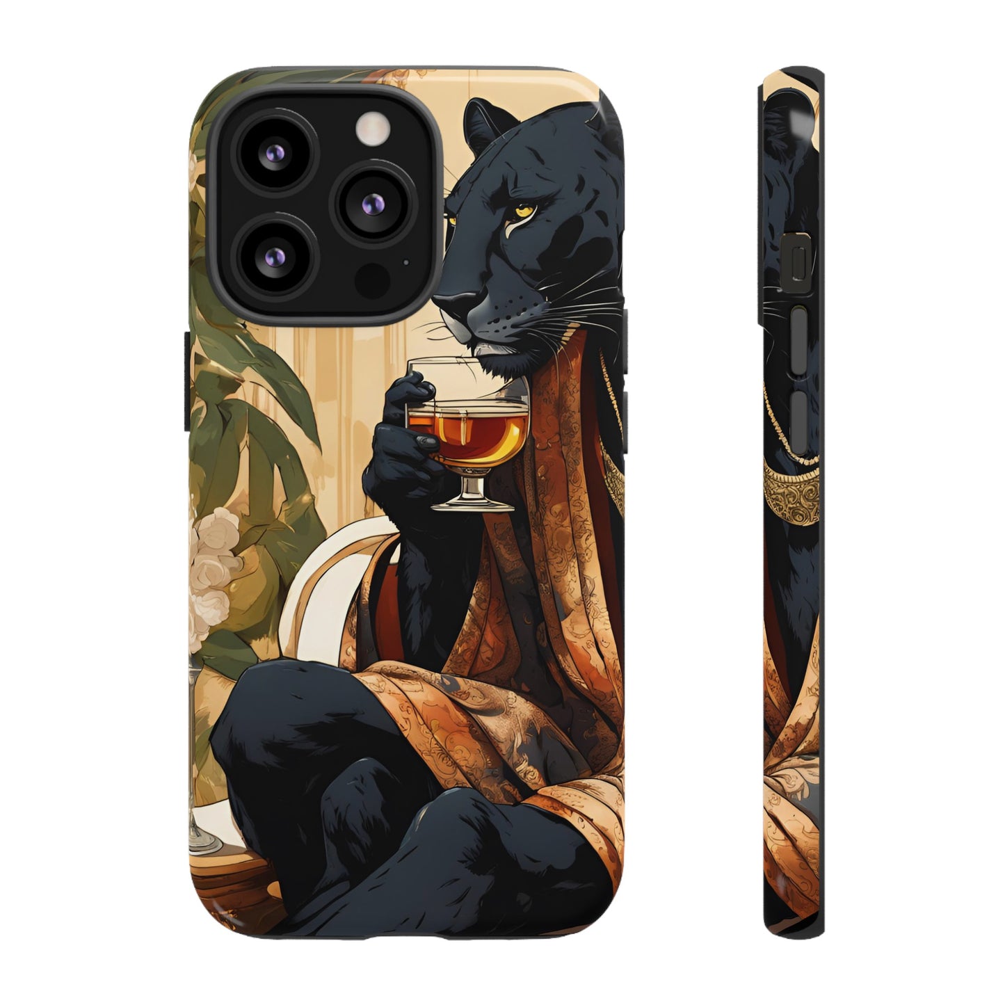 Hard Phone Case Whimsical Leopard Cat Phone Case, iPhone, Google Pixel, Samsung Galaxy Pixel, Cat Lover Gift, Gift for Him, Gift for Her