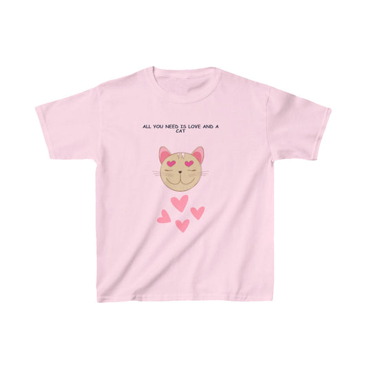 Kids Cat T-Shirt All you Need is Love and a Cat  Heavy Cotton™