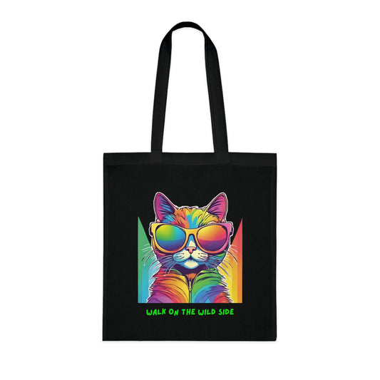 Cotton Tote Cute Sassy Cat Walk on the Wild Side