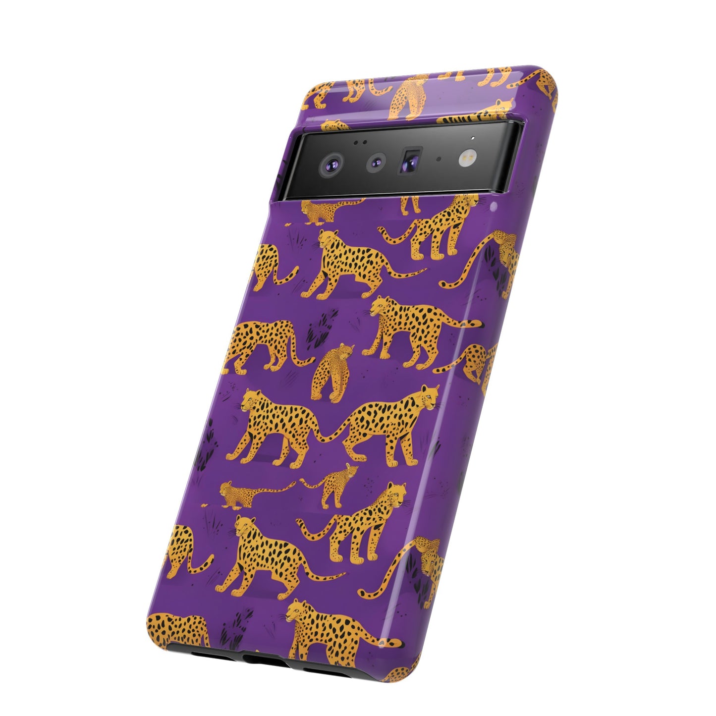 Hard Phone Case Purple Leopard, iPhone 15, 14,13,12,11,X Google Pixel, Samsung Galaxy