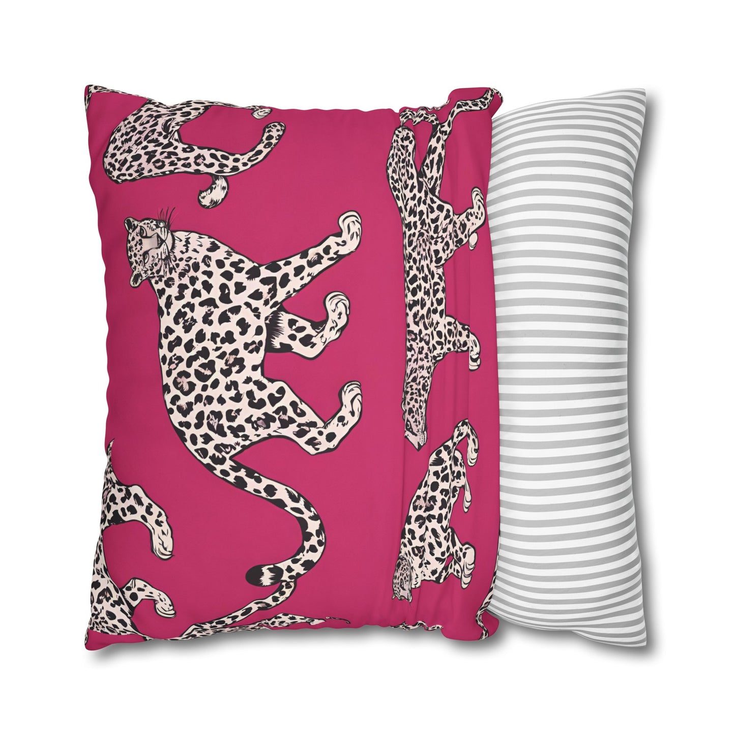 Leopard Pink Cushion Cover, Cat Lover Gift, Home Decor, Gift for Her, Gift for Mom, Birthday Gift, Animal Lover Gift