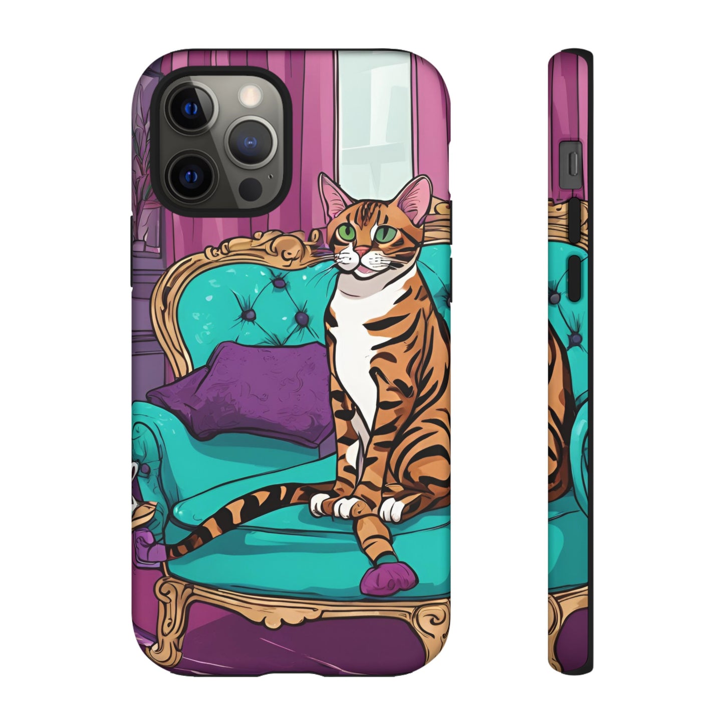 Hard Phone Case Whimsical Cat for iPhone 15, 14,13,12,11,X, Google Pixel, Samsung Galaxy, Cat Lover Gift, Gift for Her, Gift for Mom.