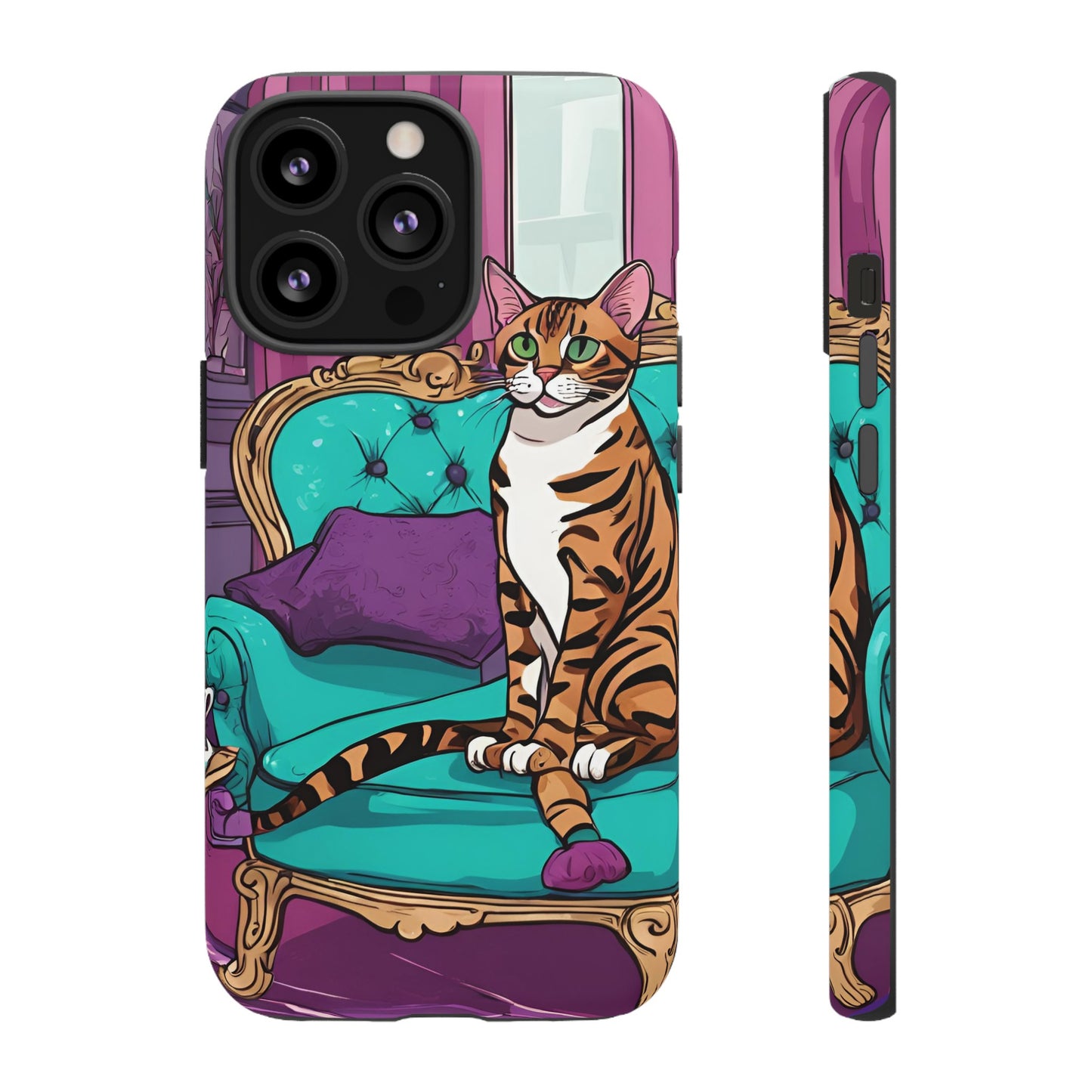 Hard Phone Case Whimsical Cat for iPhone 15, 14,13,12,11,X, Google Pixel, Samsung Galaxy, Cat Lover Gift, Gift for Her, Gift for Mom.