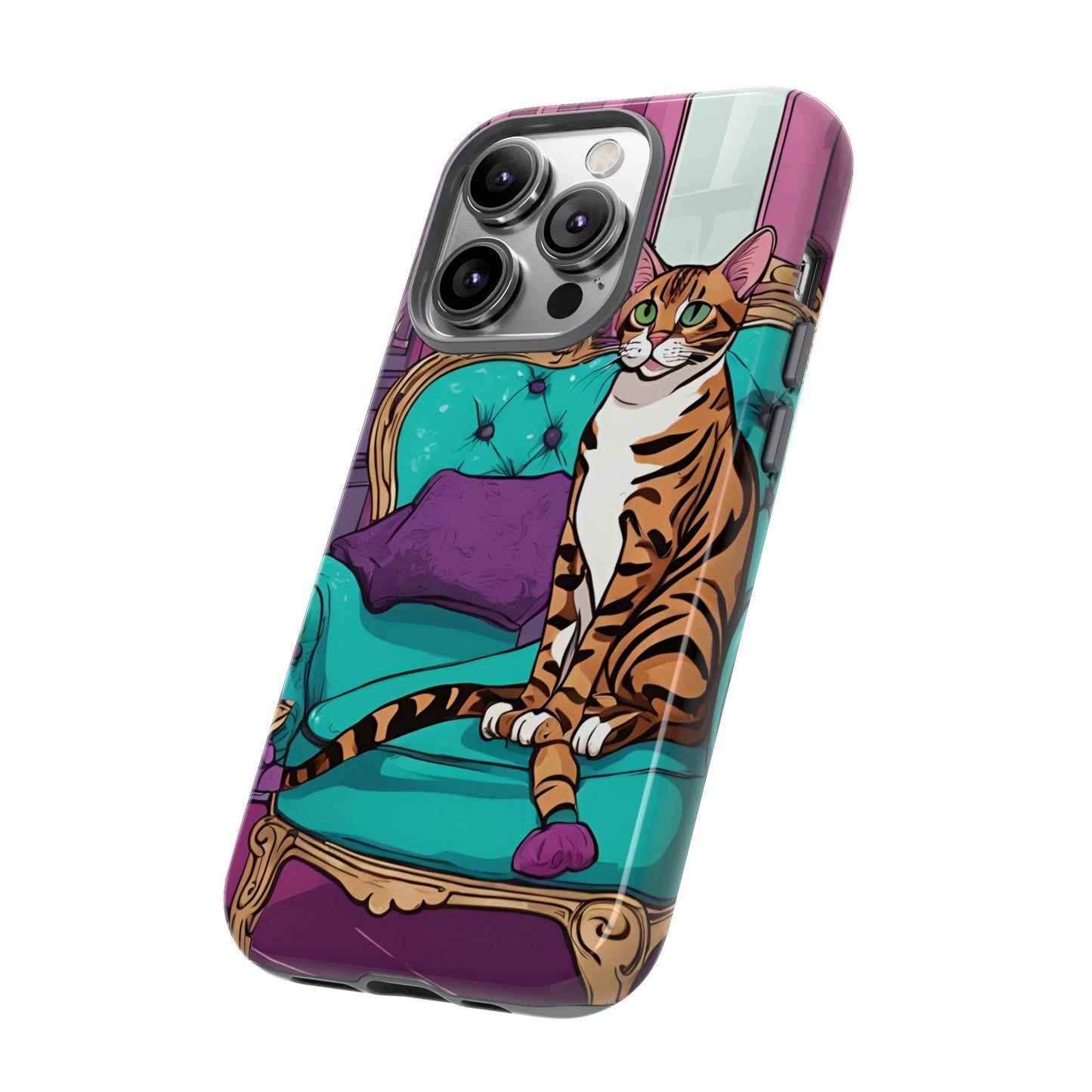 Hard Phone Case Whimsical Cat for iPhone 15, 14,13,12,11,X, Google Pixel, Samsung Galaxy, Cat Lover Gift, Gift for Her, Gift for Mom.