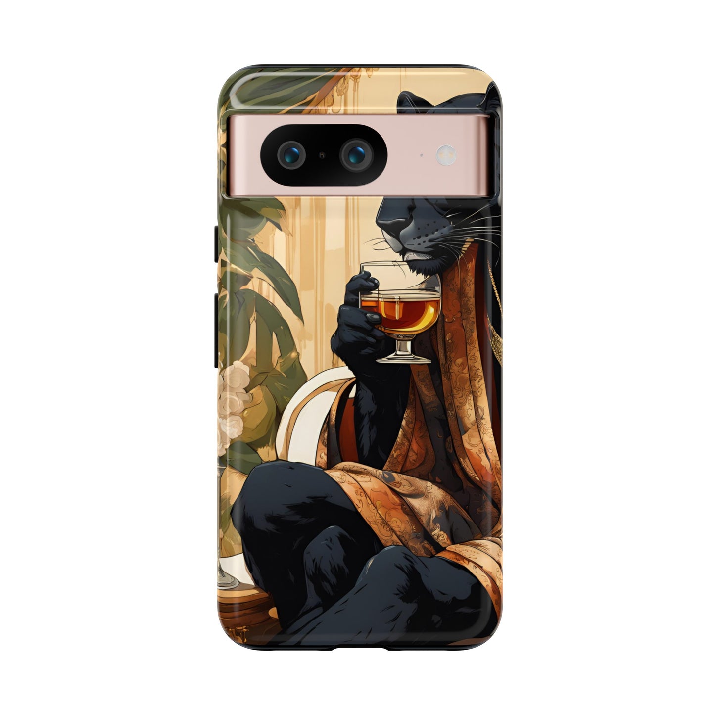 Hard Phone Case Whimsical Leopard Cat Phone Case, iPhone, Google Pixel, Samsung Galaxy Pixel, Cat Lover Gift, Gift for Him, Gift for Her