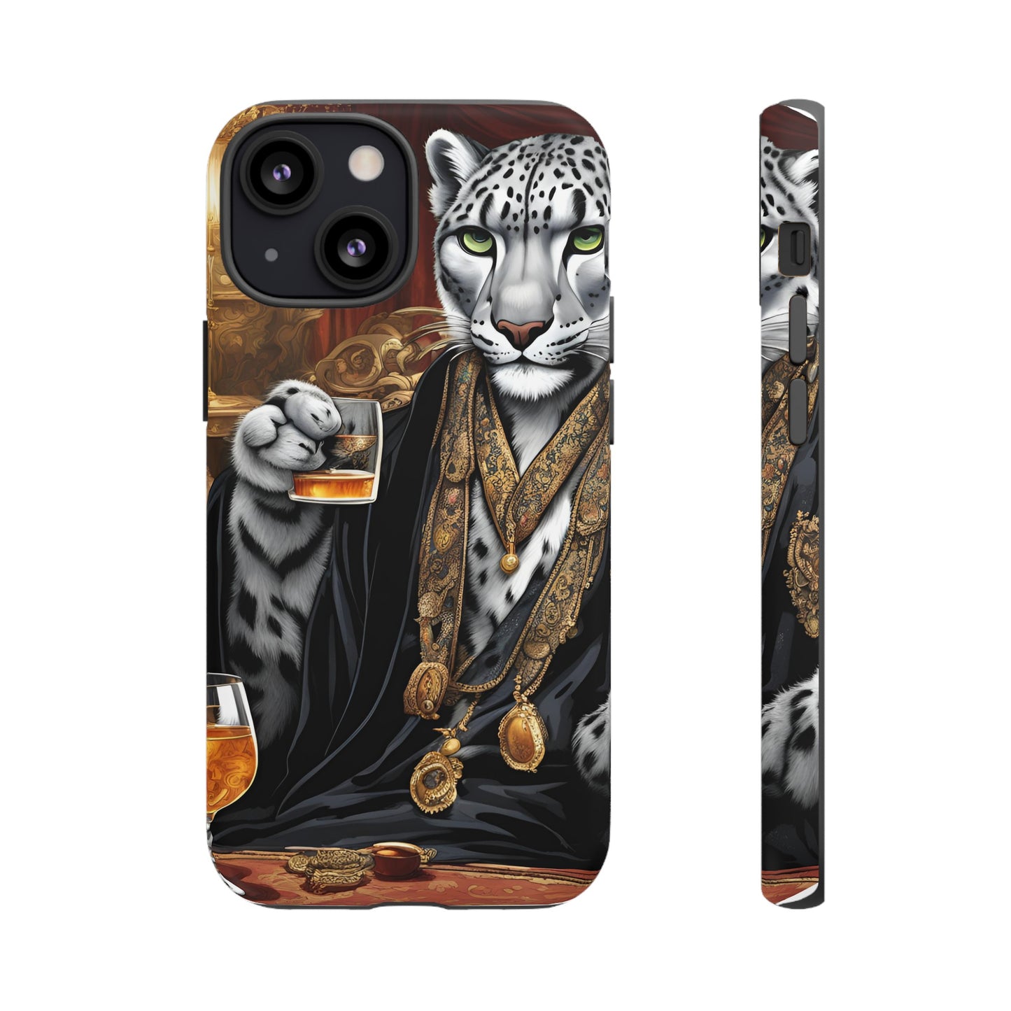 Hard Phone Case Whimsical Leopard Cat Phone Case, iPhone 15 14 13 , Samsung Galaxy Pixel Case,Cat Lover Gift, Gift for him,Gift for her