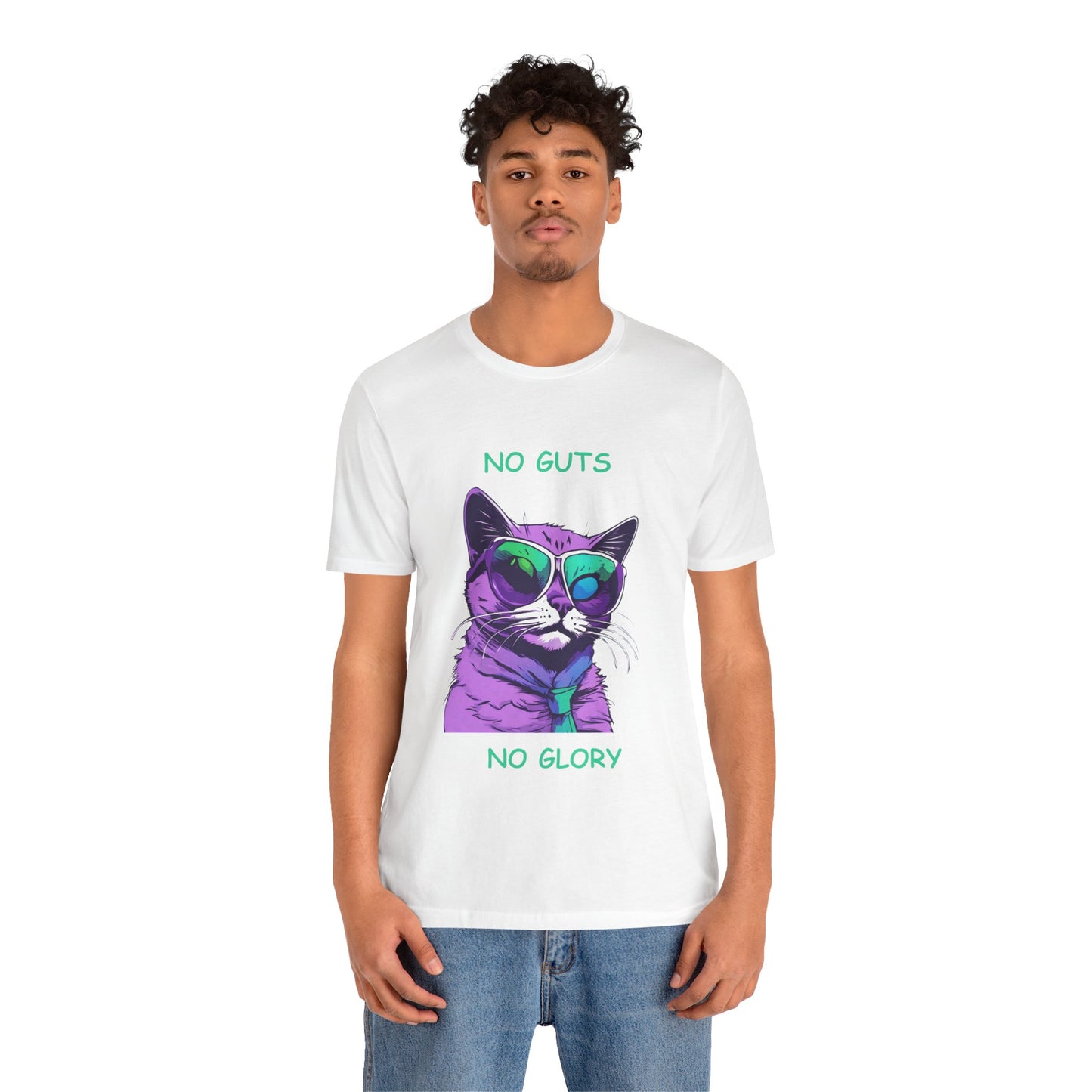 Cat T-Shirt No Guts No Glory Unisex Jersey Short Sleeve