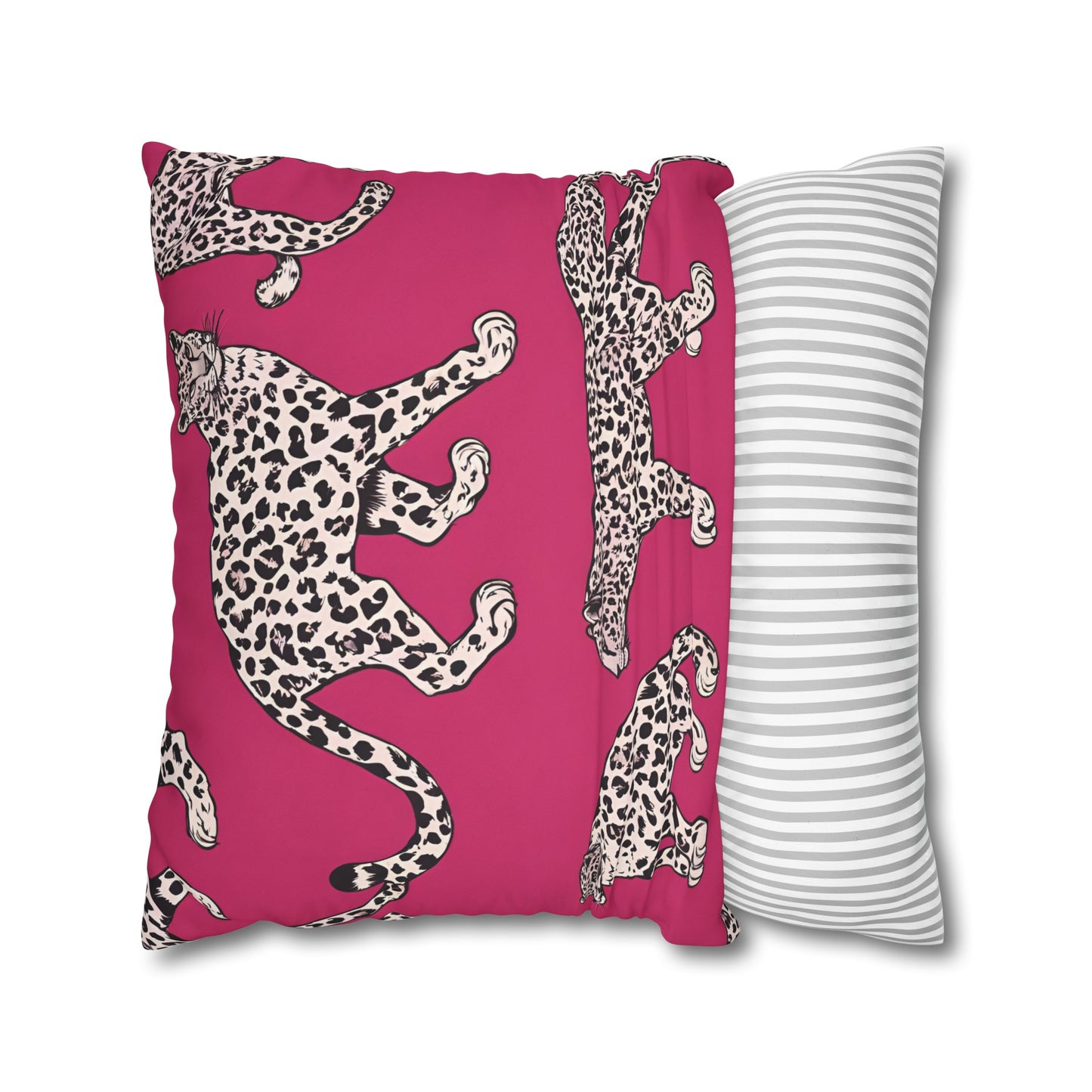 Leopard Pink Cushion Cover, Cat Lover Gift, Home Decor, Gift for Her, Gift for Mom, Birthday Gift, Animal Lover Gift