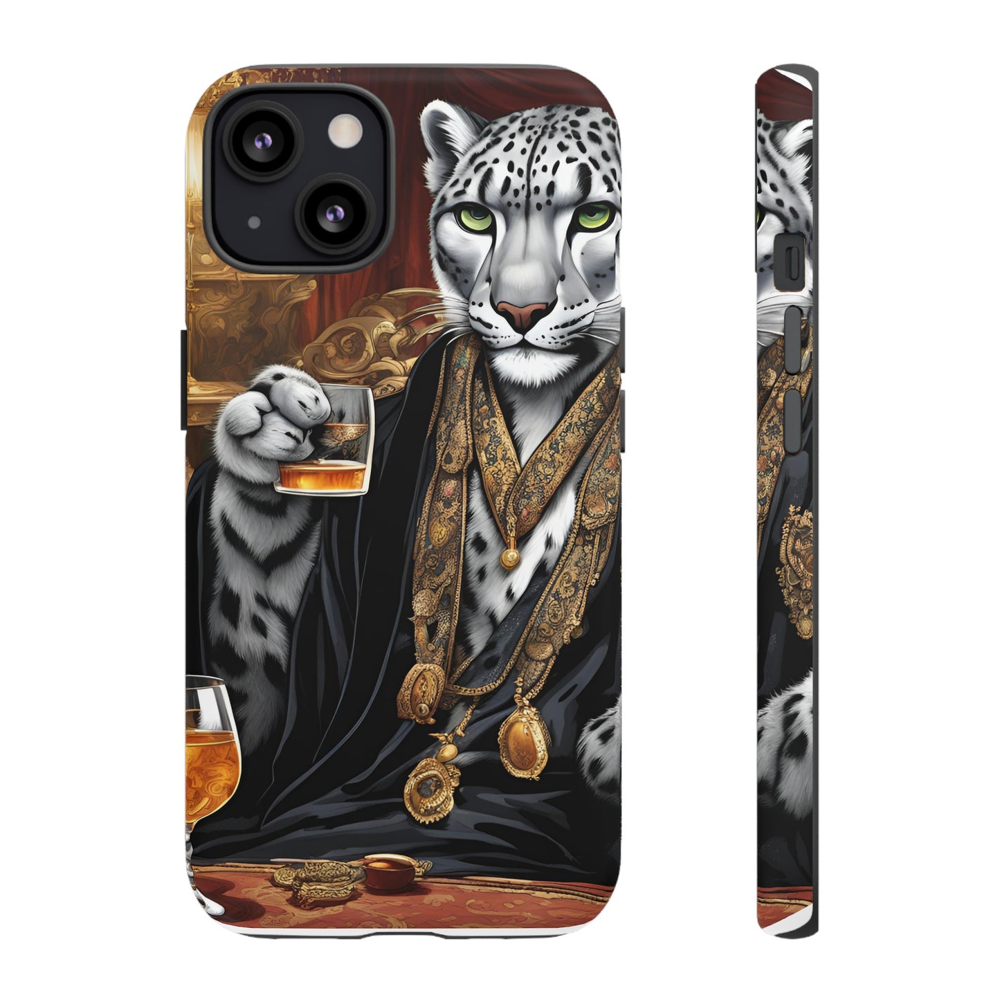 Hard Phone Case Whimsical Leopard Cat Phone Case, iPhone 15 14 13 , Samsung Galaxy Pixel Case,Cat Lover Gift, Gift for him,Gift for her