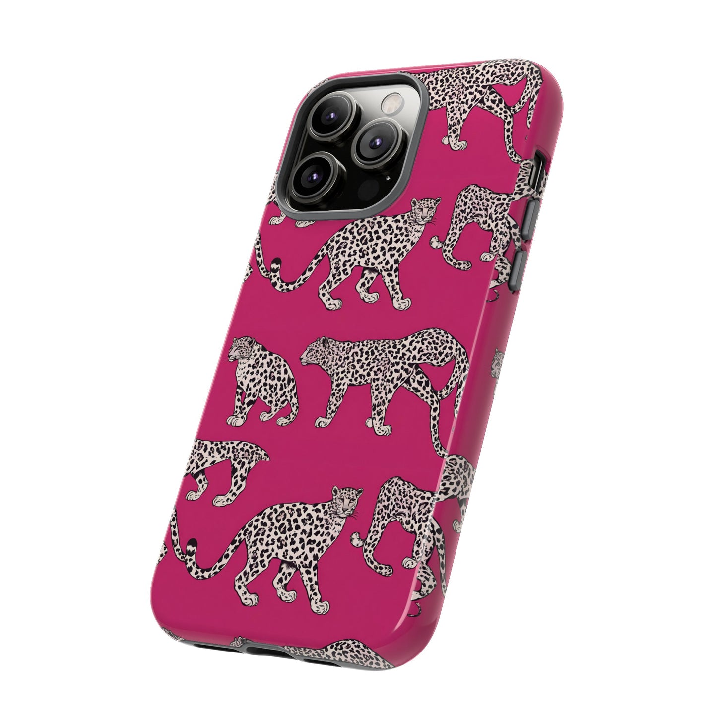 Leopard Pink Hard Phone Case for iPhone, 15, 14,13,12,11,X Google Pixel, Samsung Galaxy Phone. Cat Lover Gift, Gift for Her.