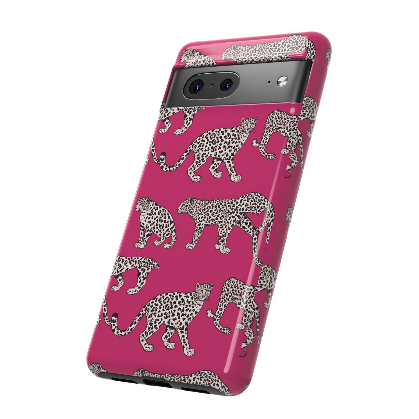 Leopard Pink Hard Phone Case for iPhone, 15, 14,13,12,11,X Google Pixel, Samsung Galaxy Phone. Cat Lover Gift, Gift for Her.