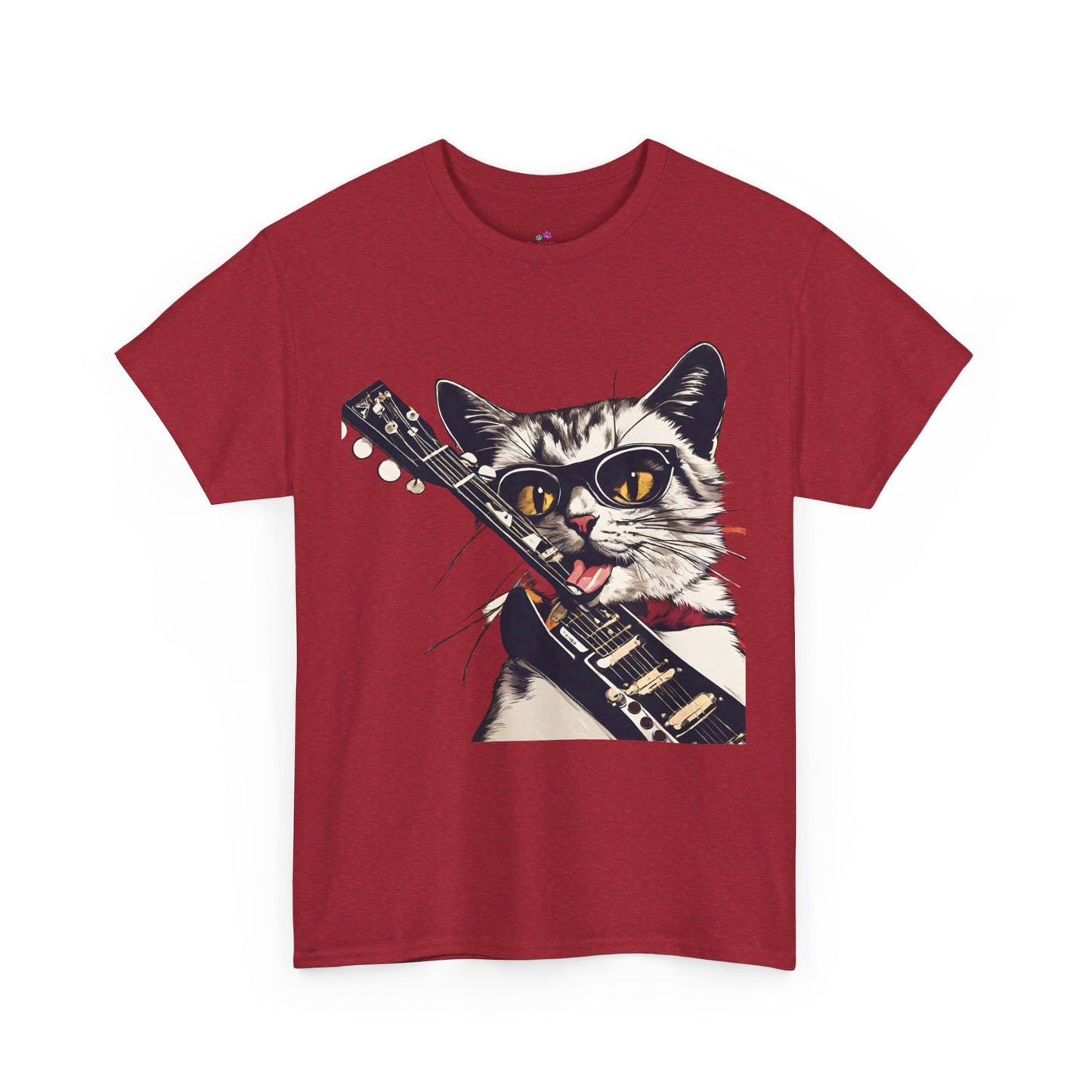 Rock Guitar Cat Unisex Jersey Short Sleeve Tee, Cat-T-Shirt, Cat Lover T-Shirt, Rock Lover Shirt