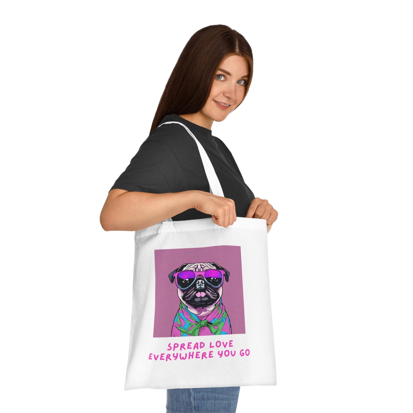 Cotton Tote Cute Pug Spread Lover Wherever You Go