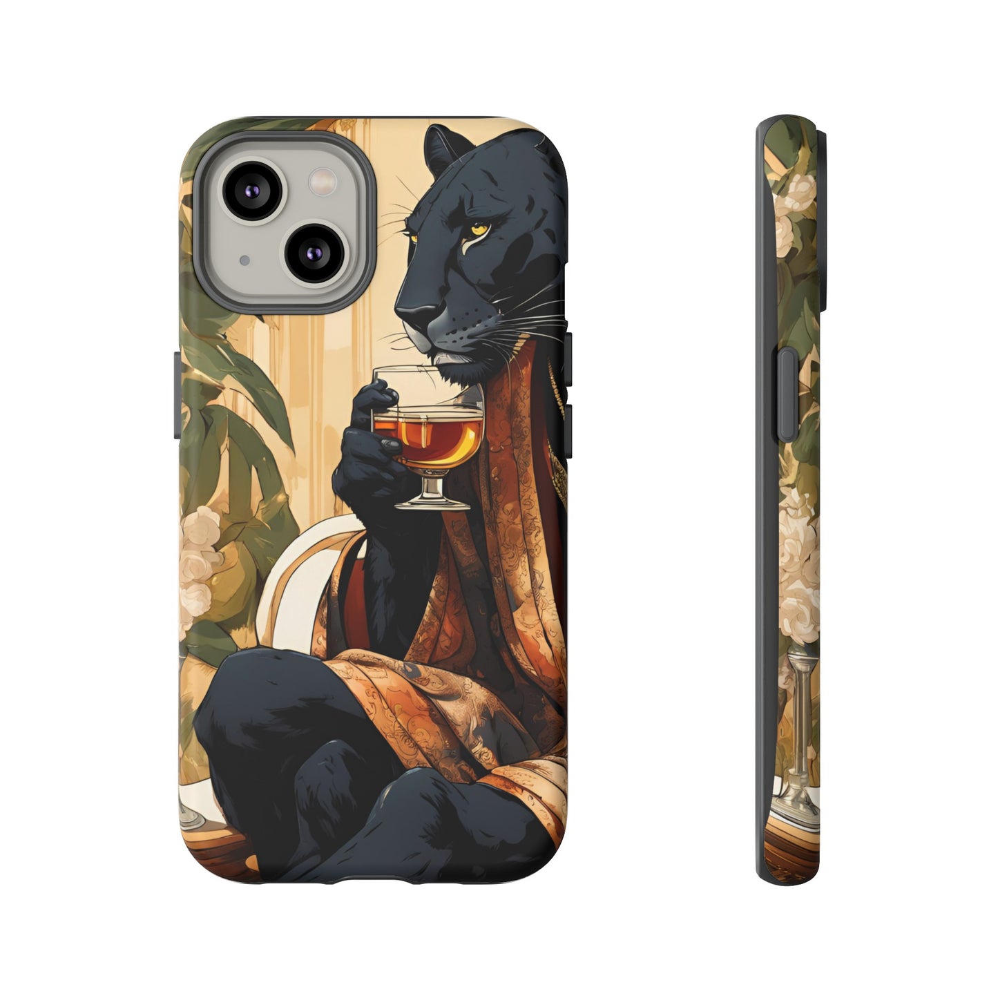 Hard Phone Case Whimsical Leopard Cat Phone Case, iPhone, Google Pixel, Samsung Galaxy Pixel, Cat Lover Gift, Gift for Him, Gift for Her