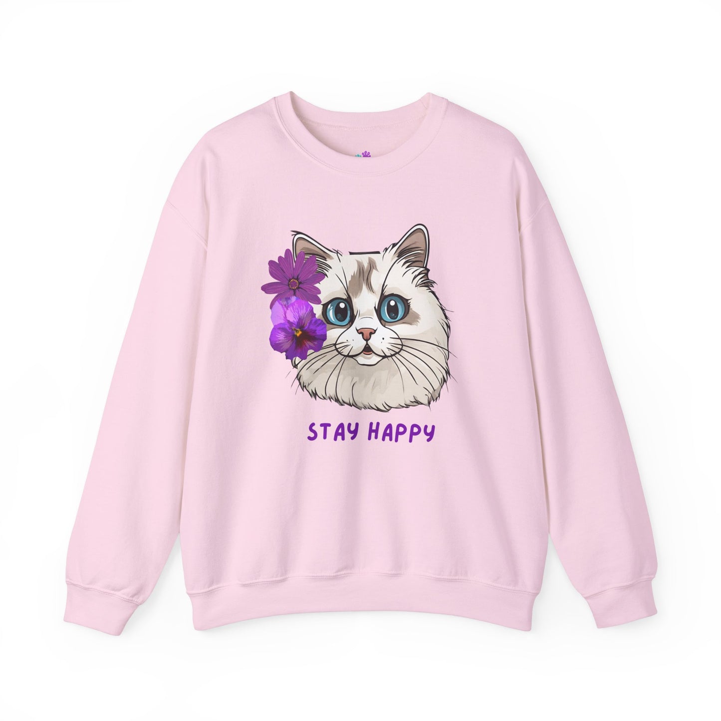 Women's Sweatshirt Cute Ragdoll Stay Happy Unisex Heavy Blend™ Crewneck Sweatshirt