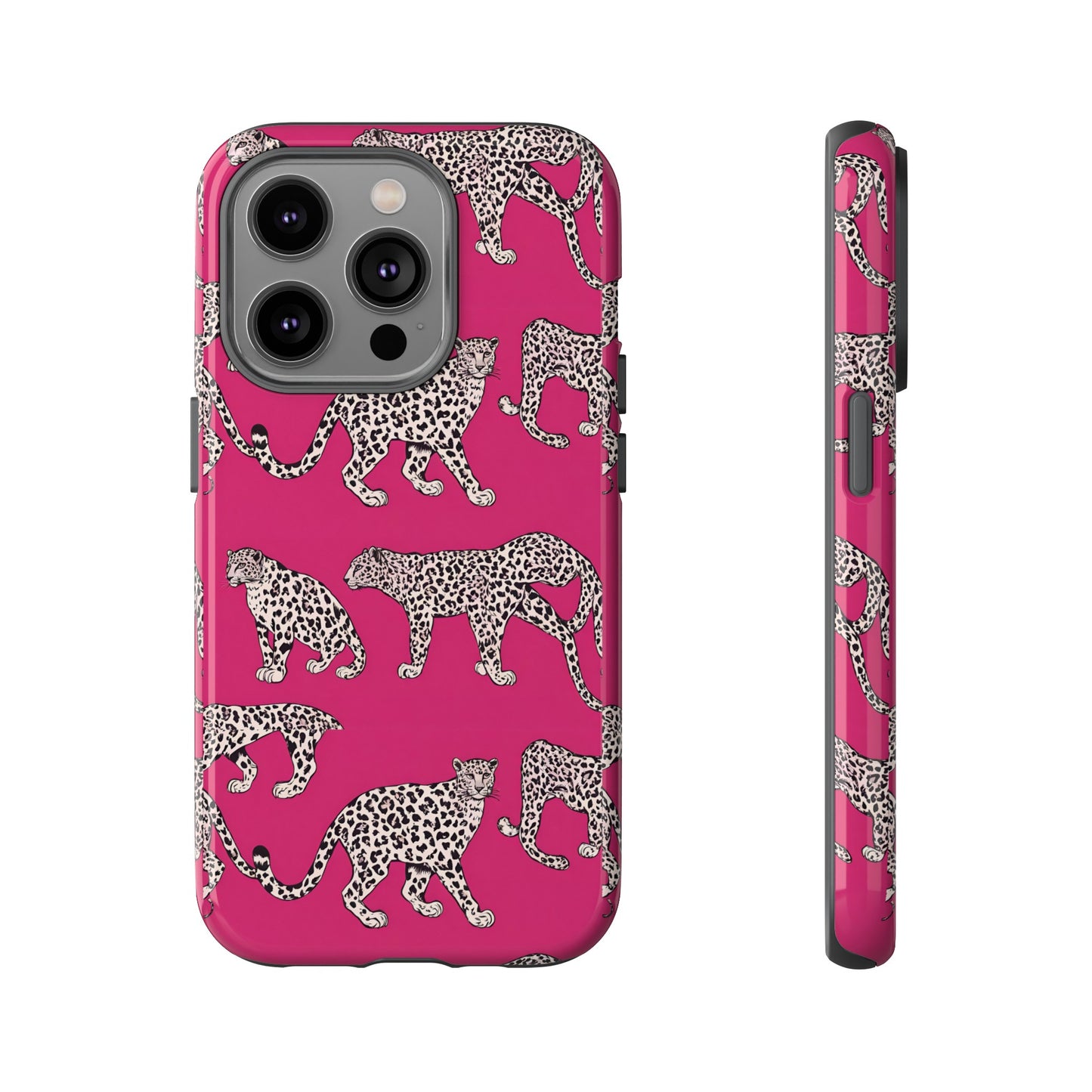 Leopard Pink Hard Phone Case for iPhone, 15, 14,13,12,11,X Google Pixel, Samsung Galaxy Phone. Cat Lover Gift, Gift for Her.