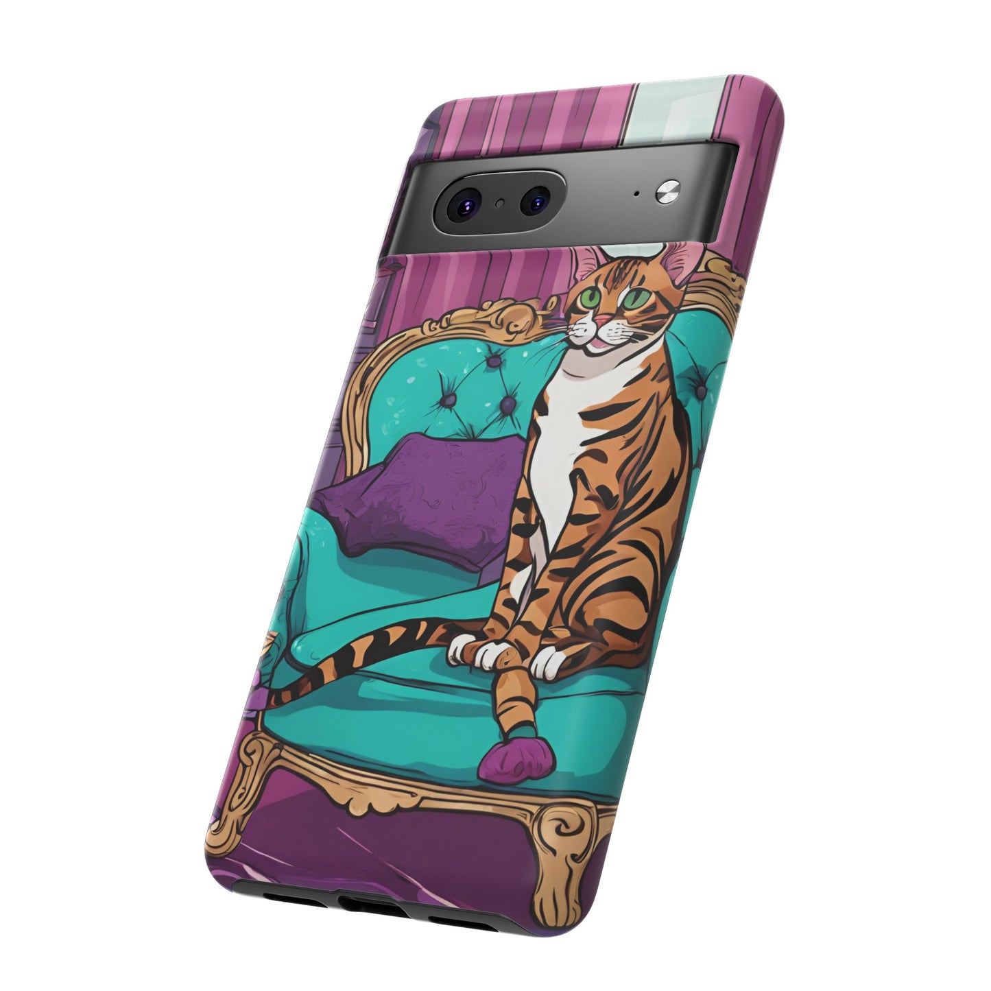 Hard Phone Case Whimsical Cat for iPhone 15, 14,13,12,11,X, Google Pixel, Samsung Galaxy, Cat Lover Gift, Gift for Her, Gift for Mom.