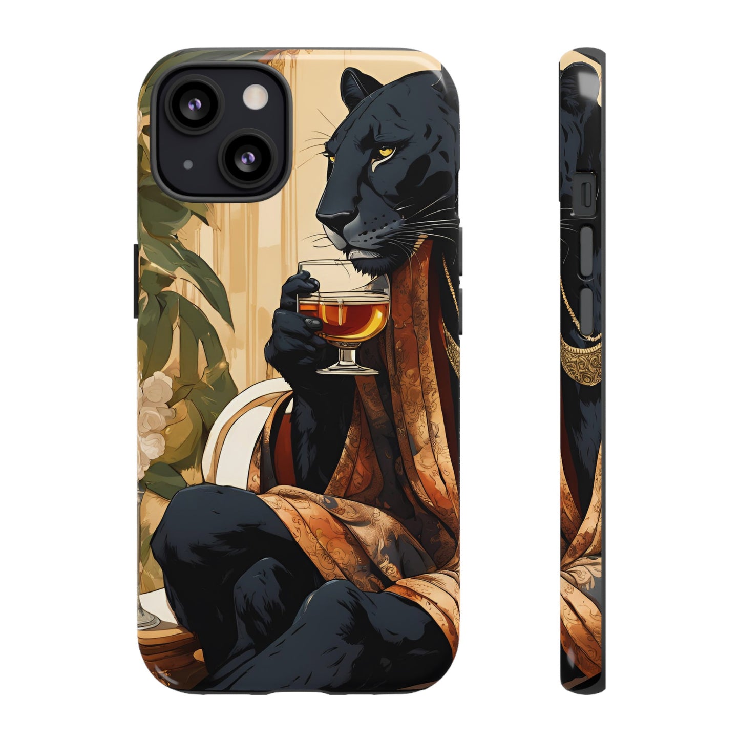 Hard Phone Case Whimsical Leopard Cat Phone Case, iPhone, Google Pixel, Samsung Galaxy Pixel, Cat Lover Gift, Gift for Him, Gift for Her