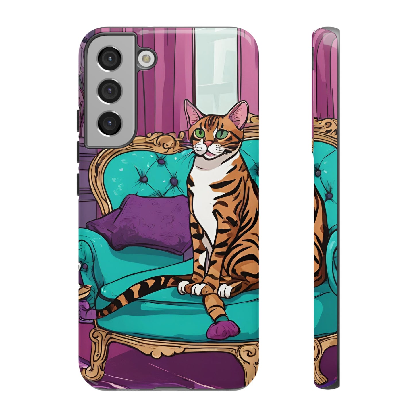 Hard Phone Case Whimsical Cat for iPhone 15, 14,13,12,11,X, Google Pixel, Samsung Galaxy, Cat Lover Gift, Gift for Her, Gift for Mom.