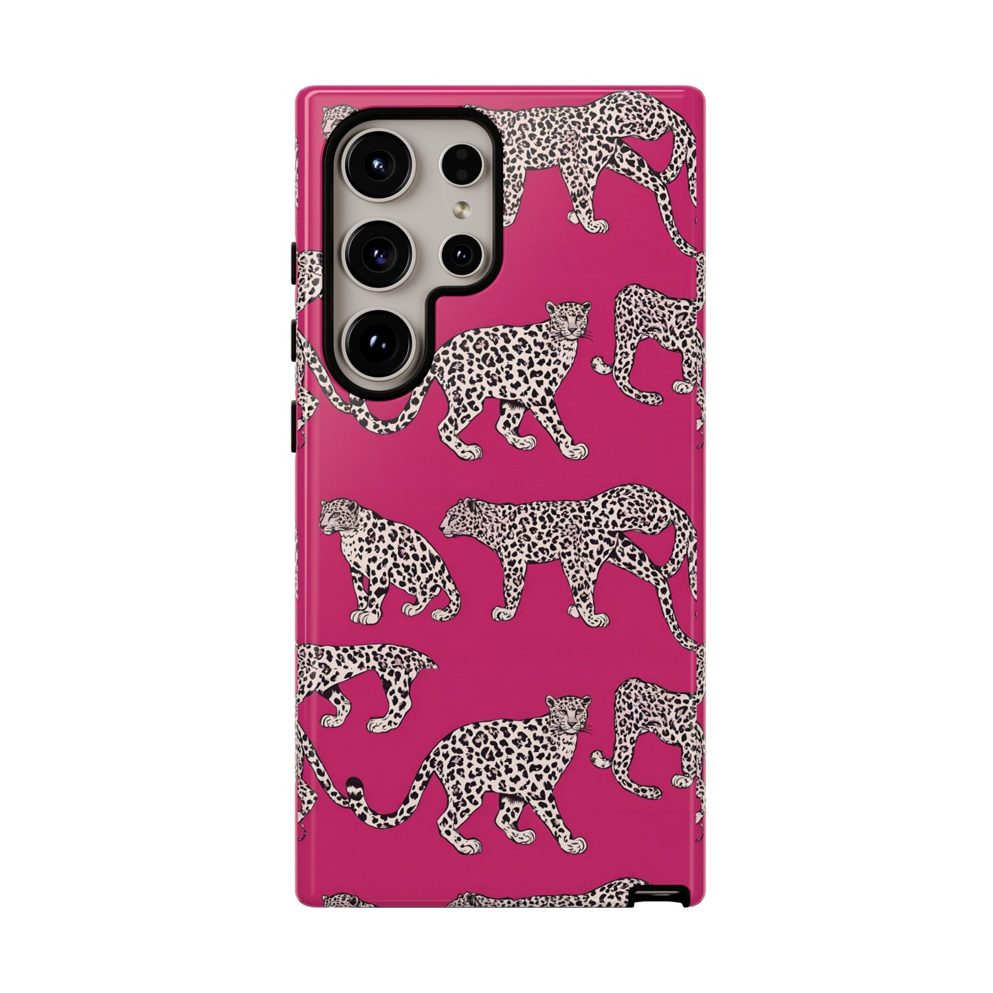 Leopard Pink Hard Phone Case for iPhone, 15, 14,13,12,11,X Google Pixel, Samsung Galaxy Phone. Cat Lover Gift, Gift for Her.