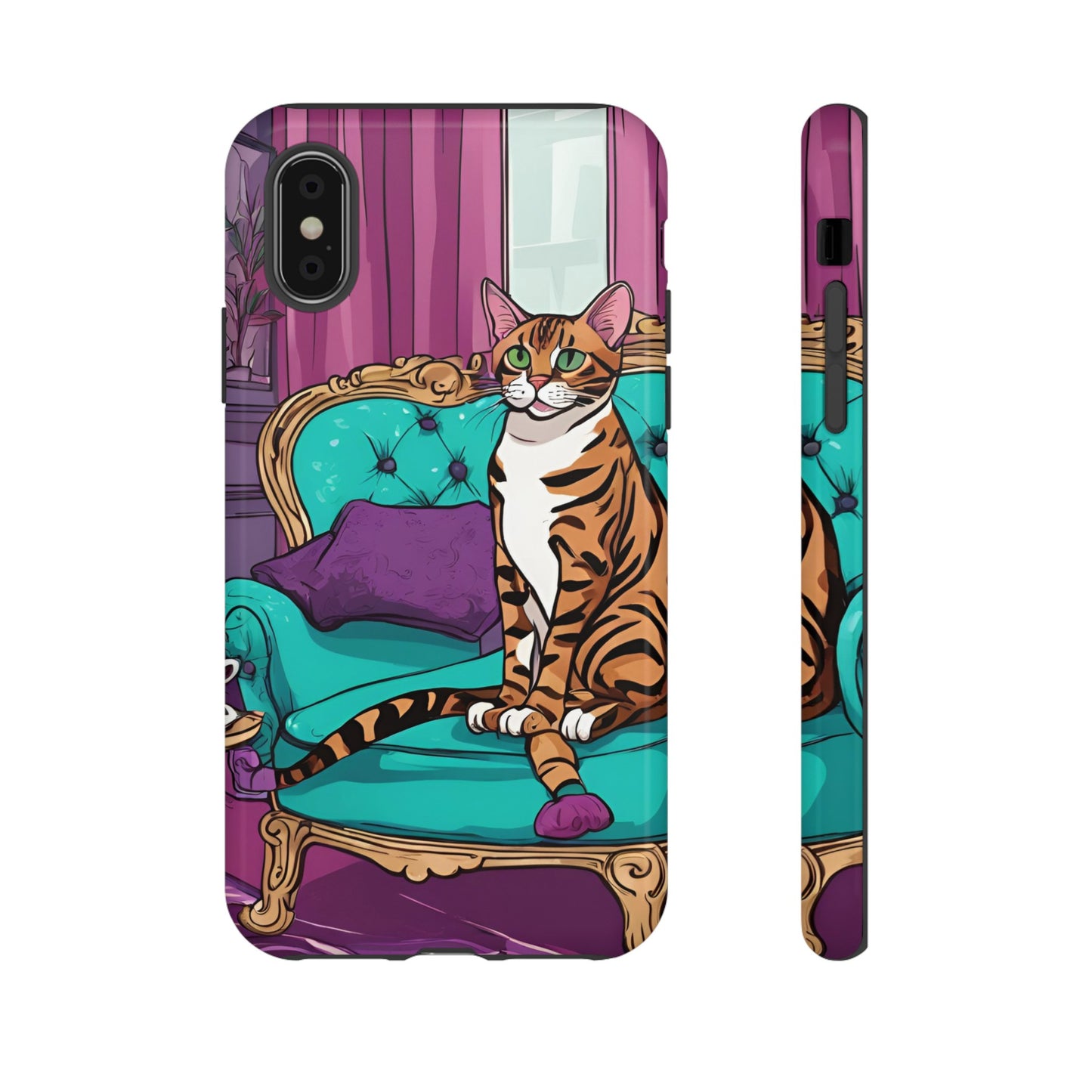 Hard Phone Case Whimsical Cat for iPhone 15, 14,13,12,11,X, Google Pixel, Samsung Galaxy, Cat Lover Gift, Gift for Her, Gift for Mom.