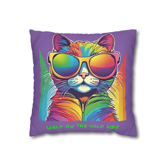 Cushion Cover Cute Cat Colourful Square Poly Canvas