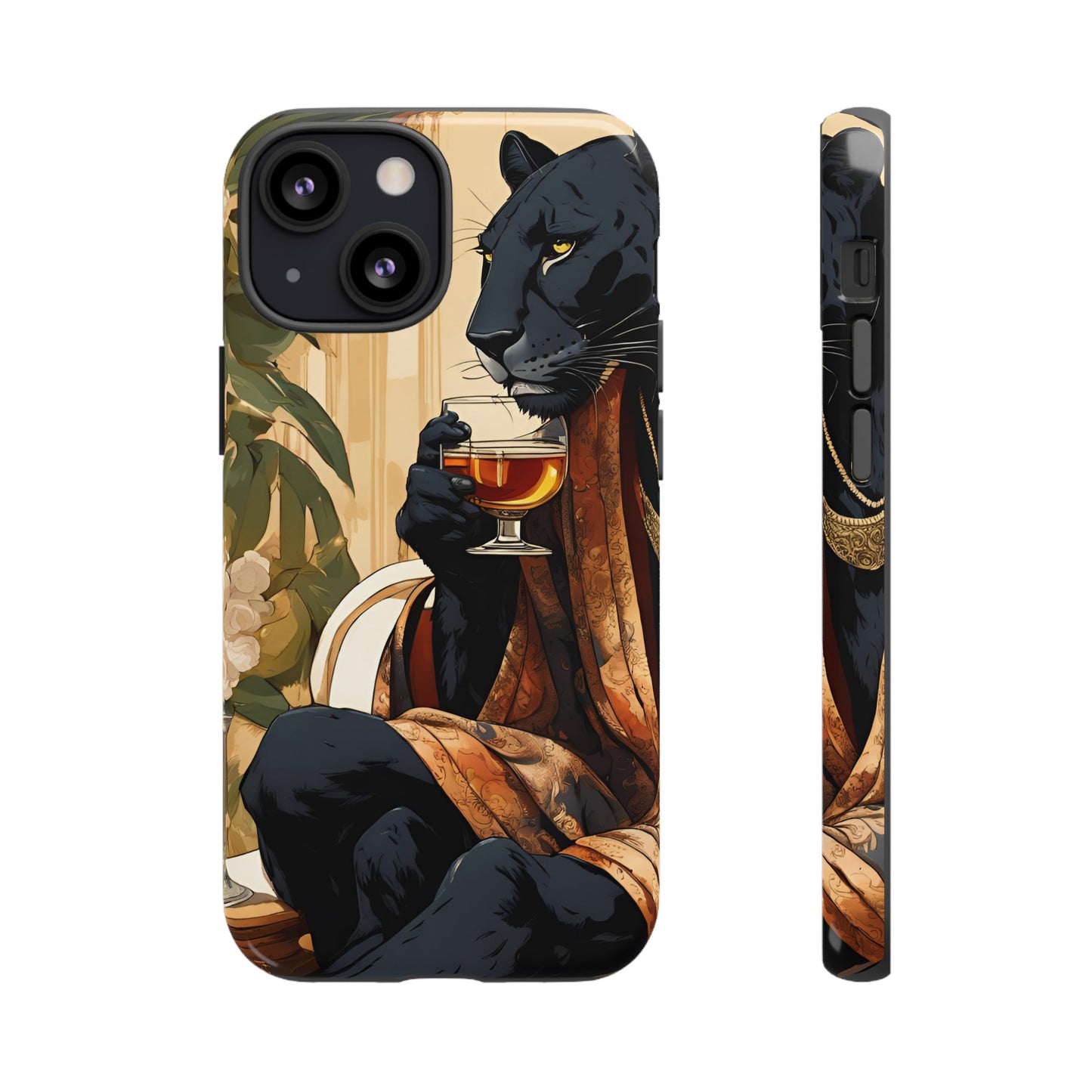 Hard Phone Case Whimsical Leopard Cat Phone Case, iPhone, Google Pixel, Samsung Galaxy Pixel, Cat Lover Gift, Gift for Him, Gift for Her